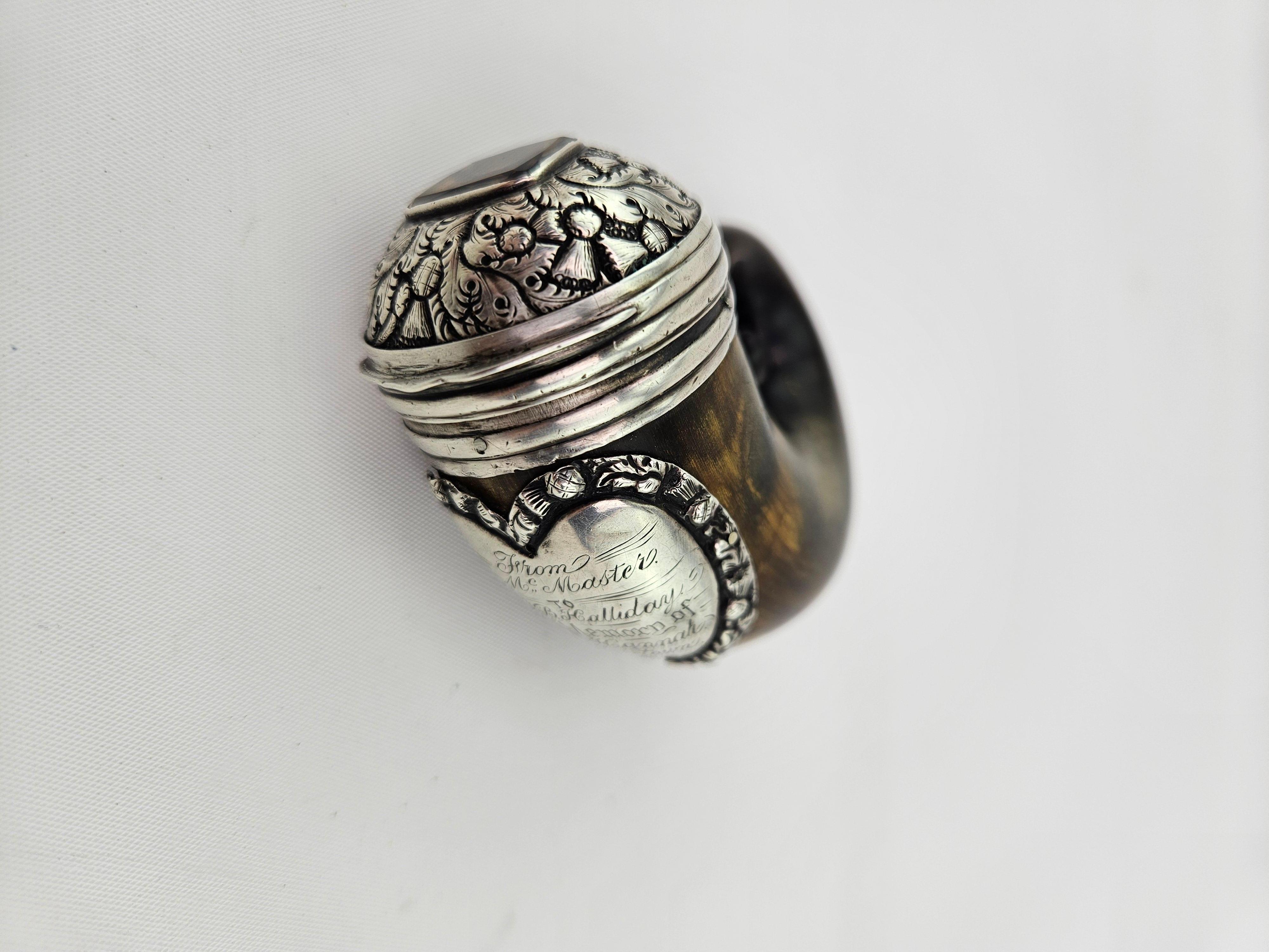 Georgian 'George III' Sterling Silver-Mounted Horn Snuff Mull with Cairngorm 5