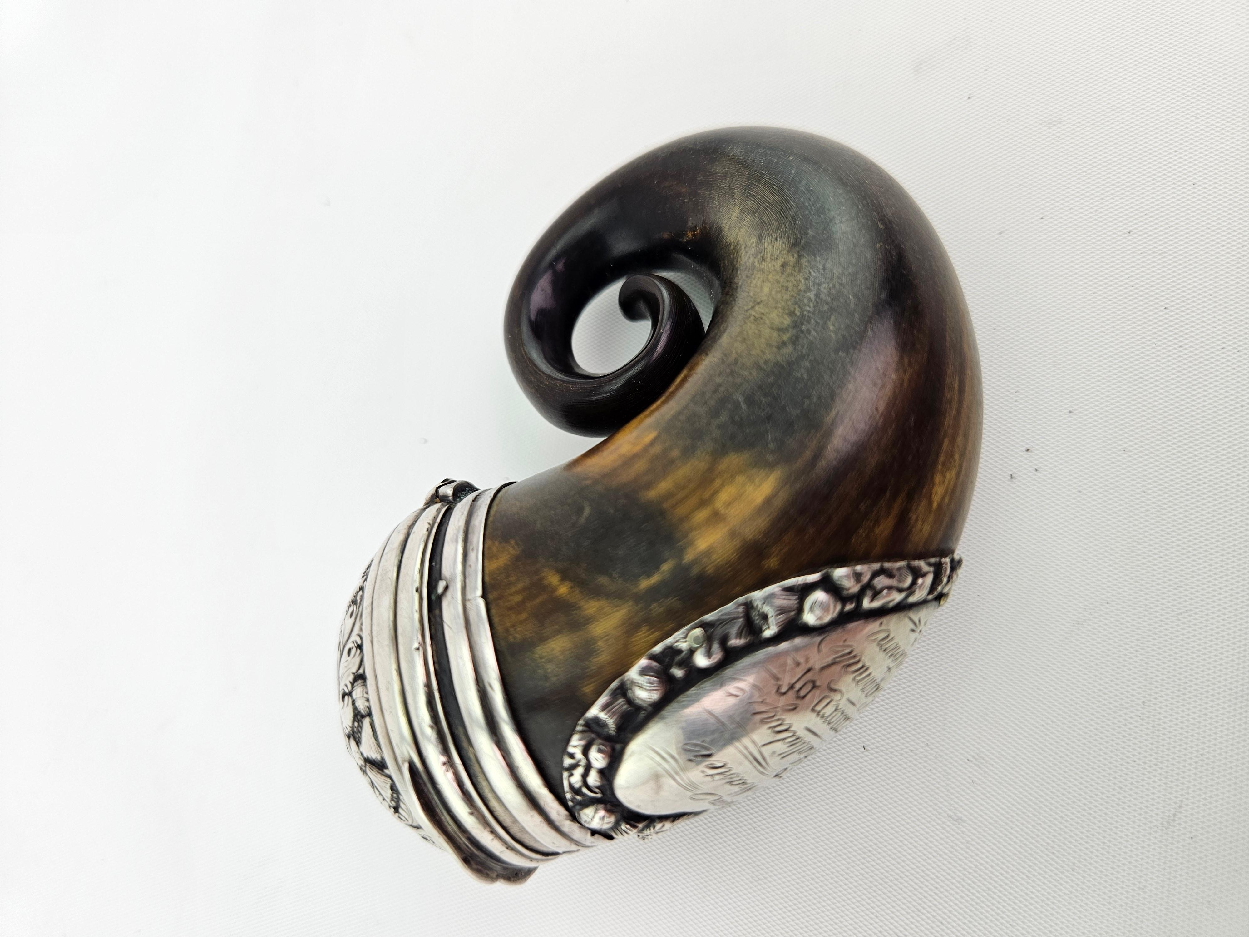 Georgian 'George III' Sterling Silver-Mounted Horn Snuff Mull with Cairngorm 7