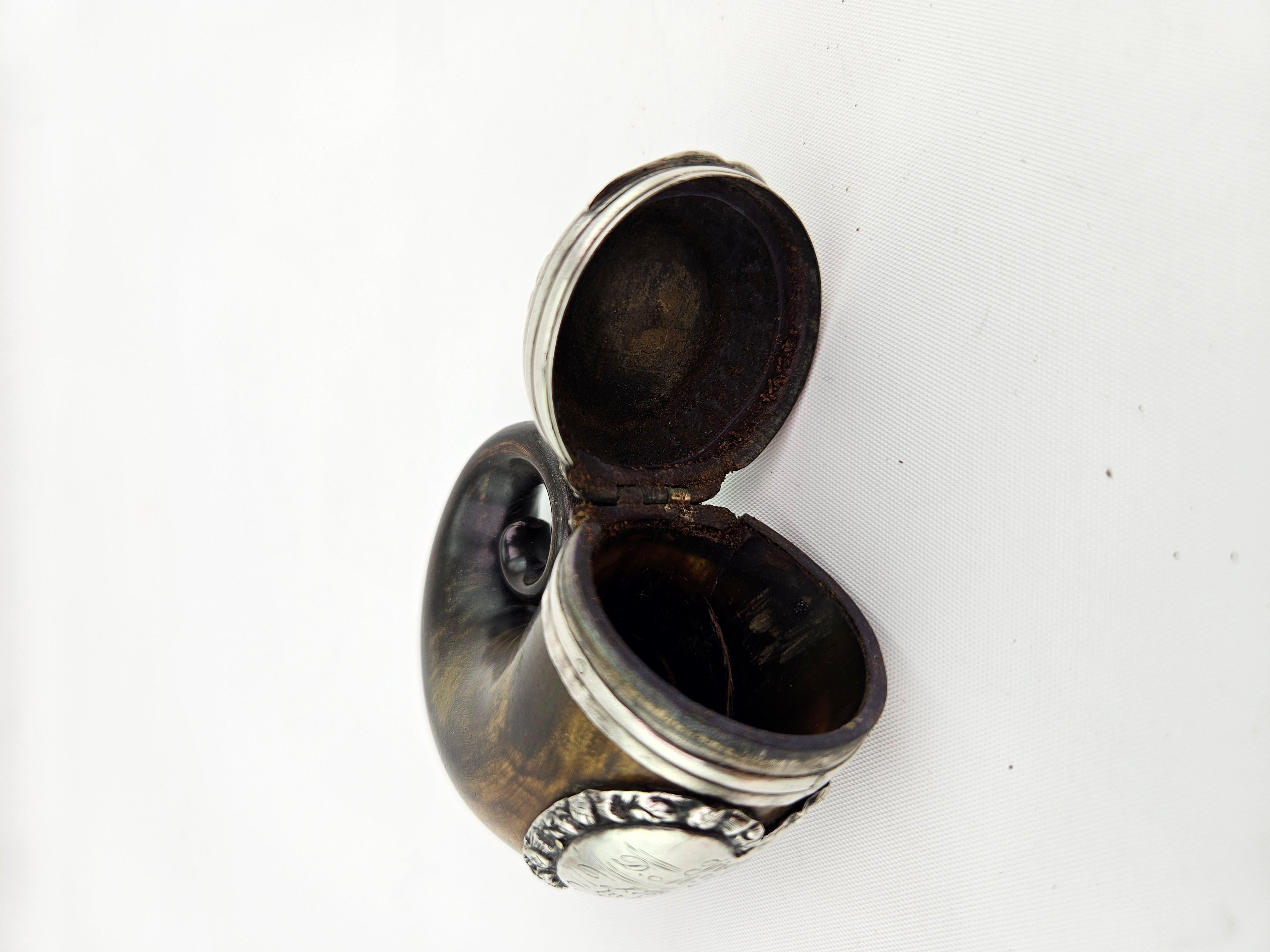 Georgian 'George III' Sterling Silver-Mounted Horn Snuff Mull with Cairngorm 8