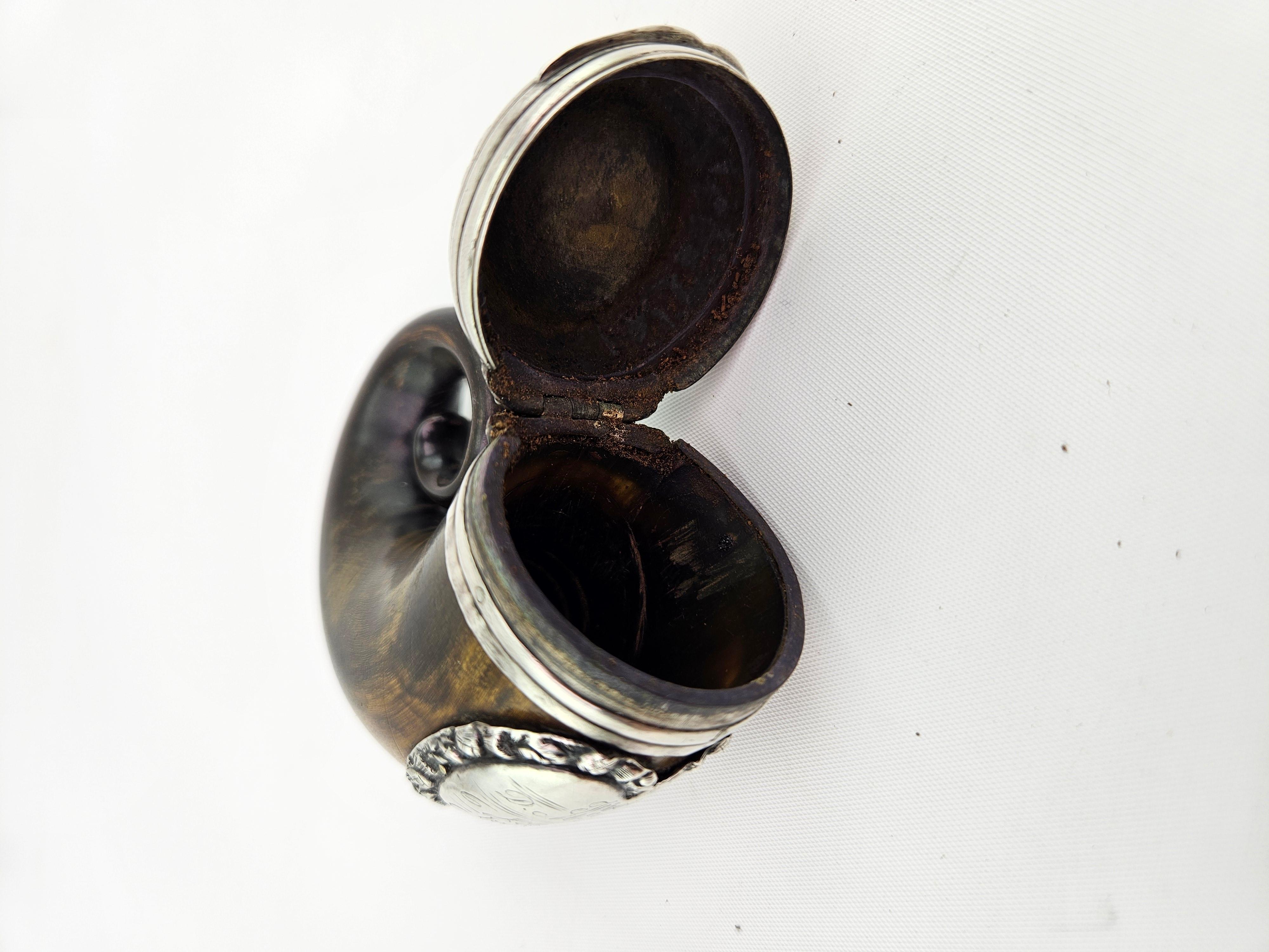 Georgian 'George III' Sterling Silver-Mounted Horn Snuff Mull with Cairngorm 9