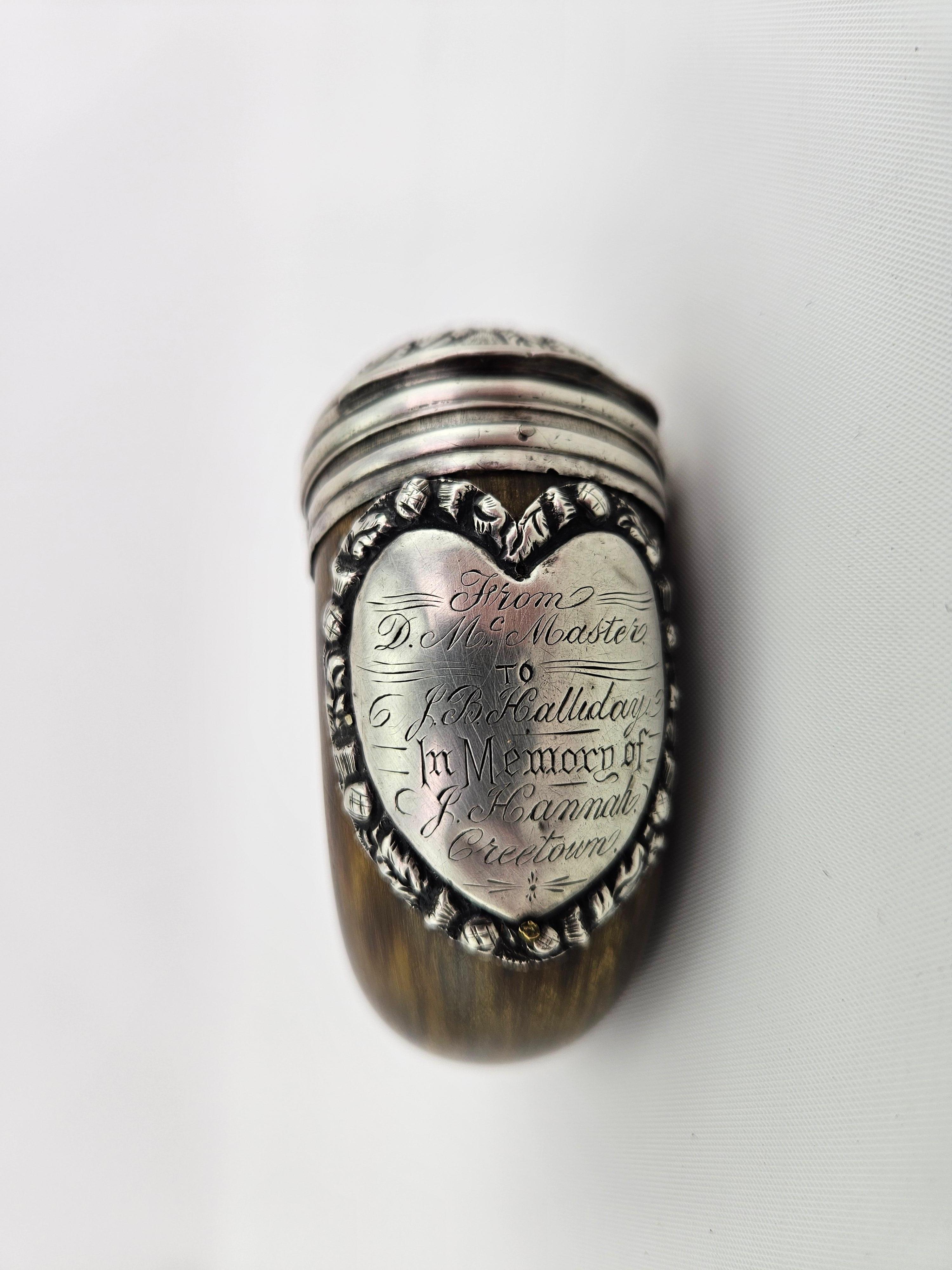 Scottish Georgian 'George III' Sterling Silver-Mounted Horn Snuff Mull with Cairngorm