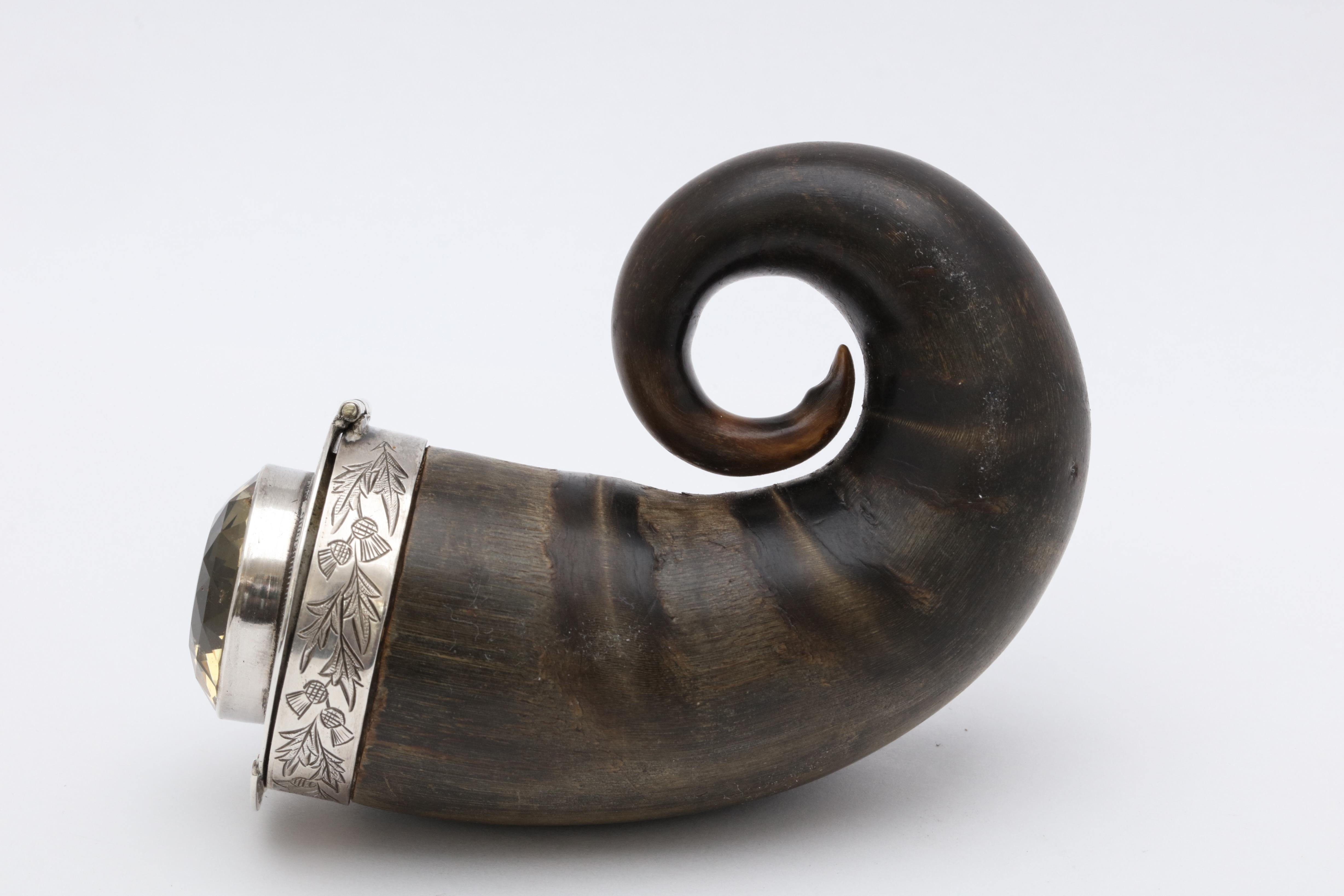 Georgian 'George III' Sterling Silver-Mounted Horn Snuff Mull with Cairngorm 1