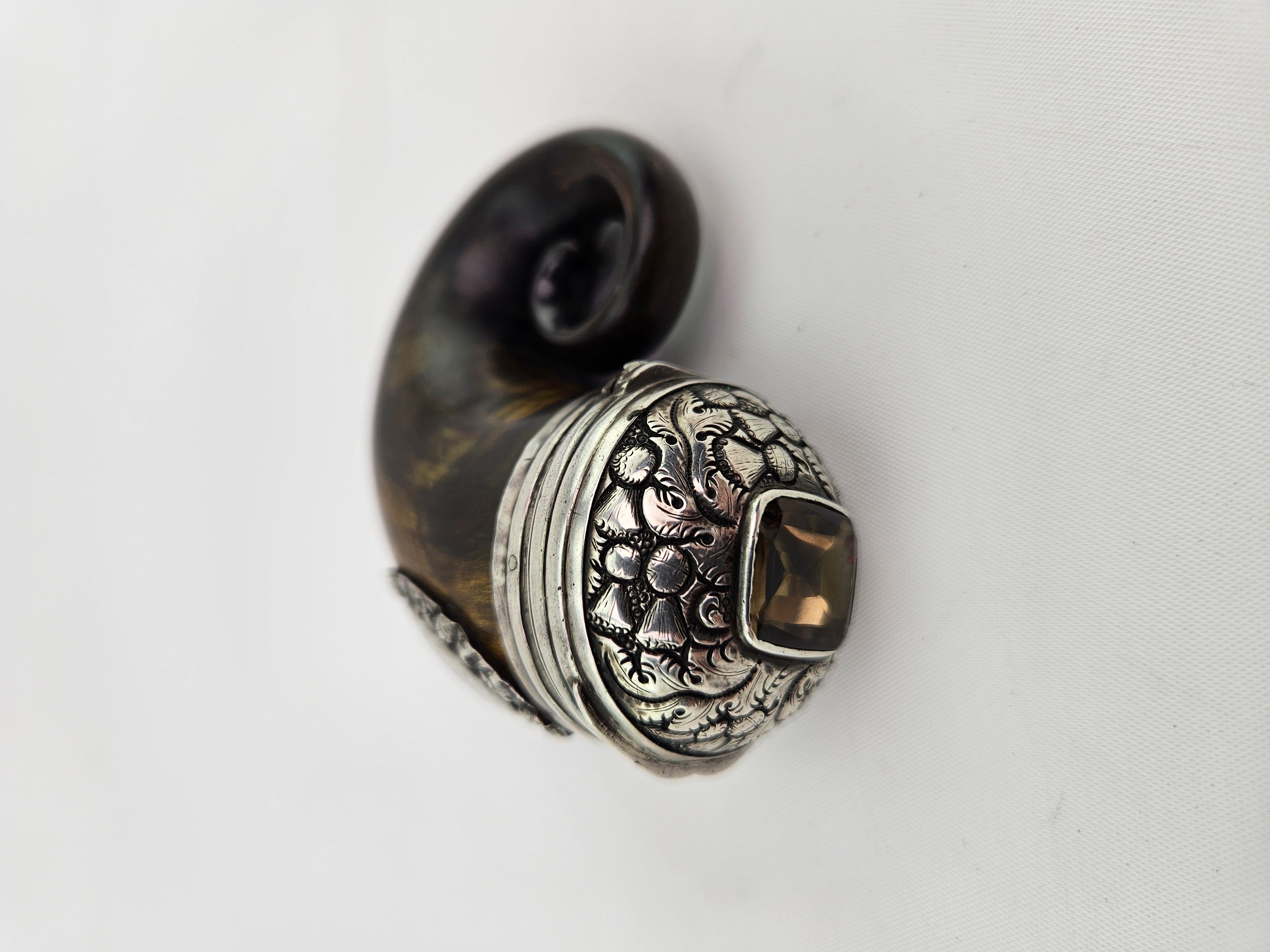 Georgian 'George III' Sterling Silver-Mounted Horn Snuff Mull with Cairngorm 1