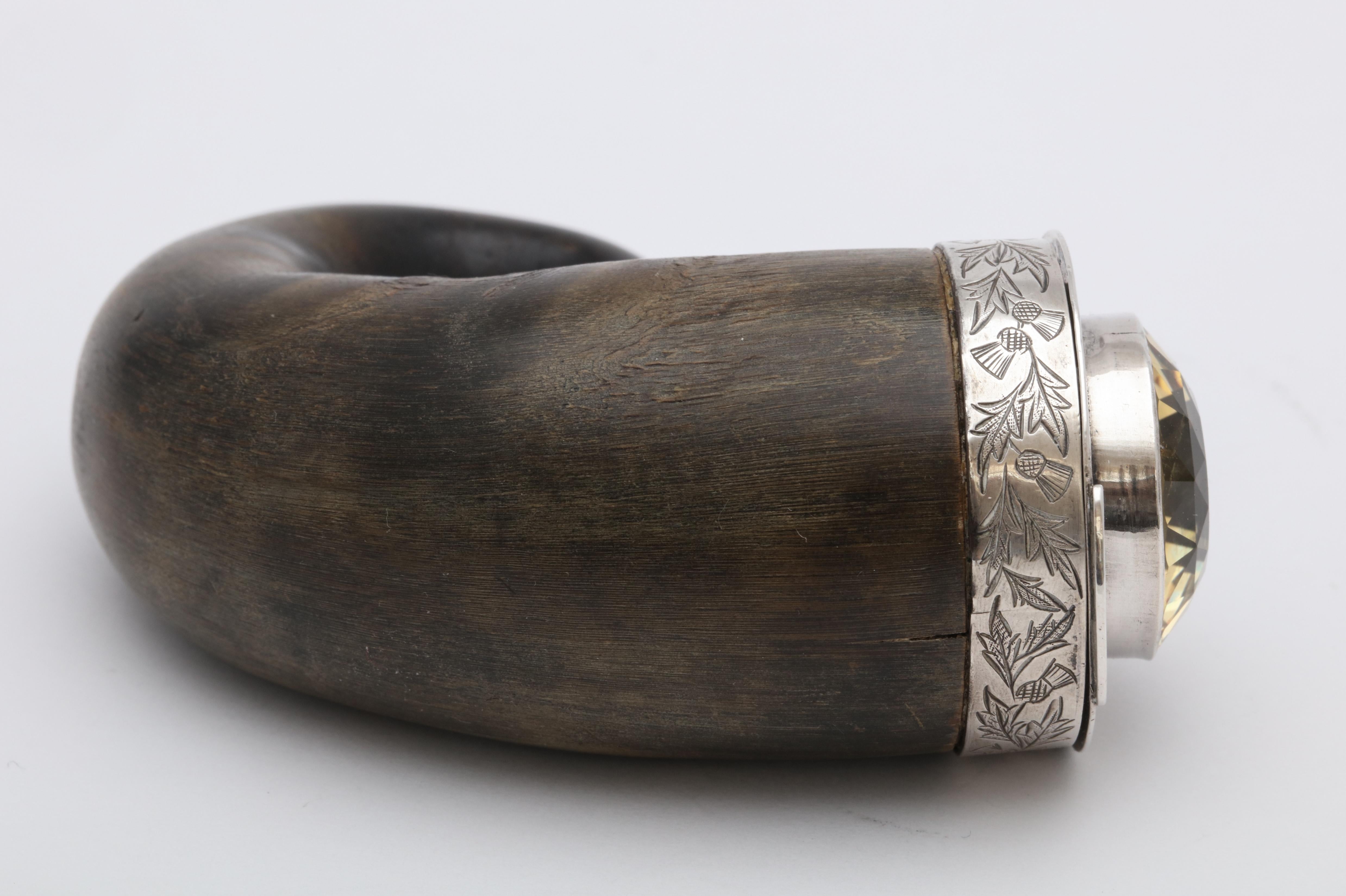 Georgian 'George III' Sterling Silver-Mounted Horn Snuff Mull with Cairngorm 3