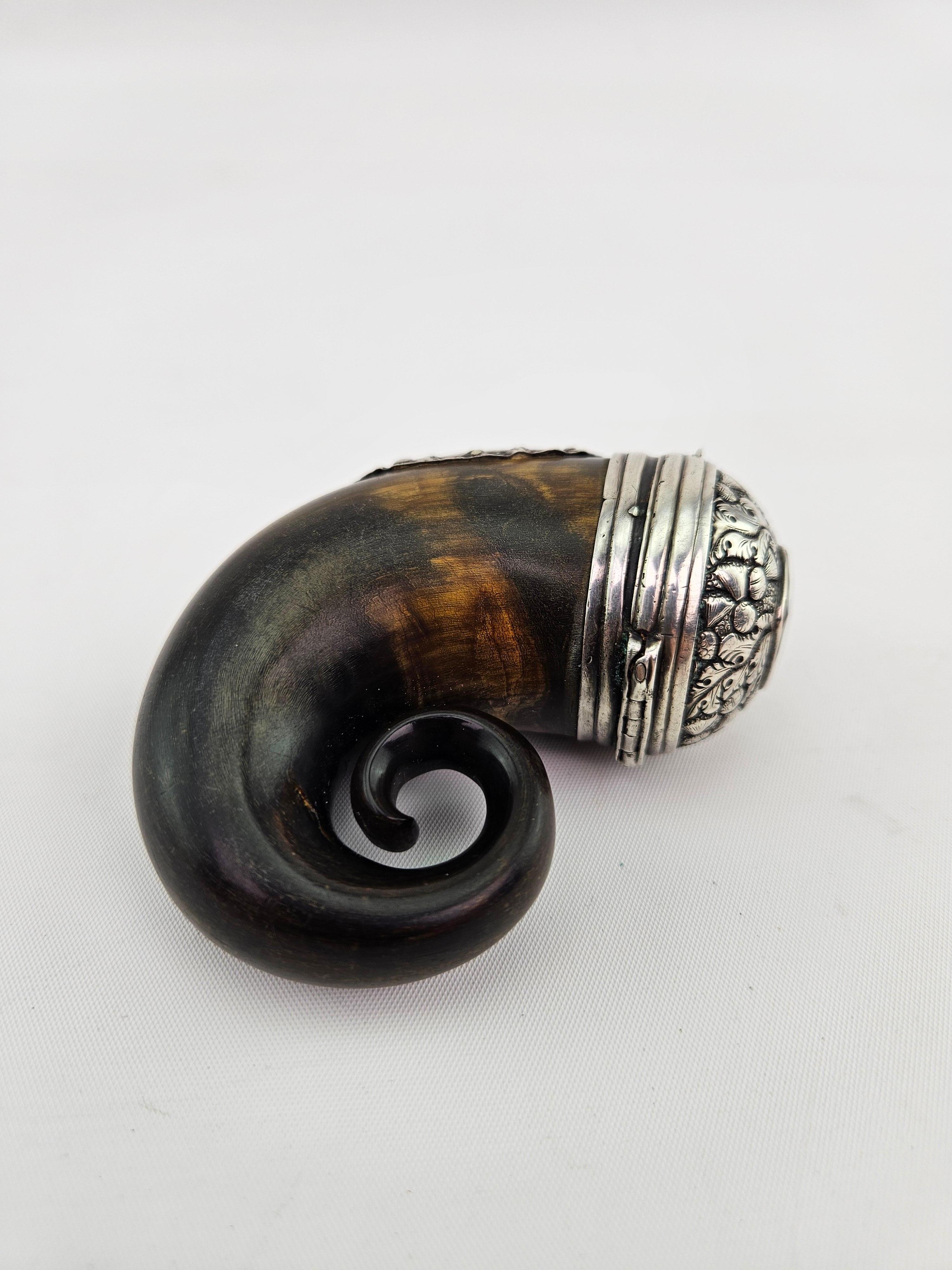 Georgian 'George III' Sterling Silver-Mounted Horn Snuff Mull with Cairngorm 3