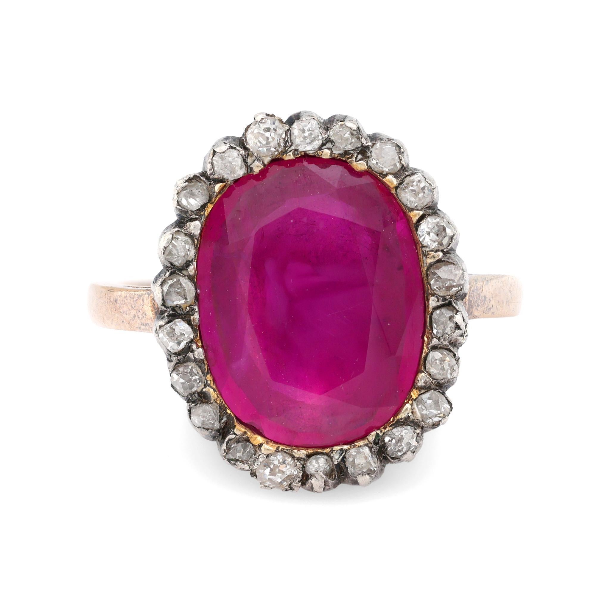 Georgische GIA 4 Karat Burma keine Hitze Rubin Diamantring