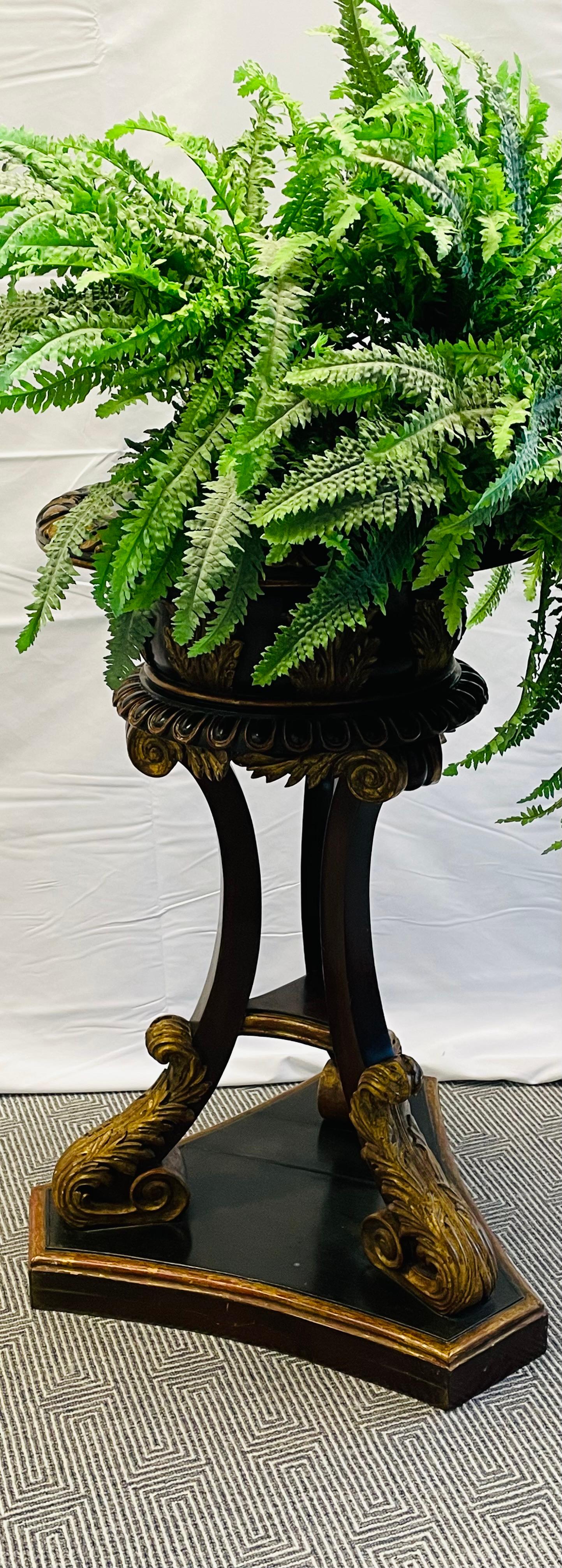 English Georgian Gilt Wood Planter, Jardinière, Ebony and Gilt Design For Sale