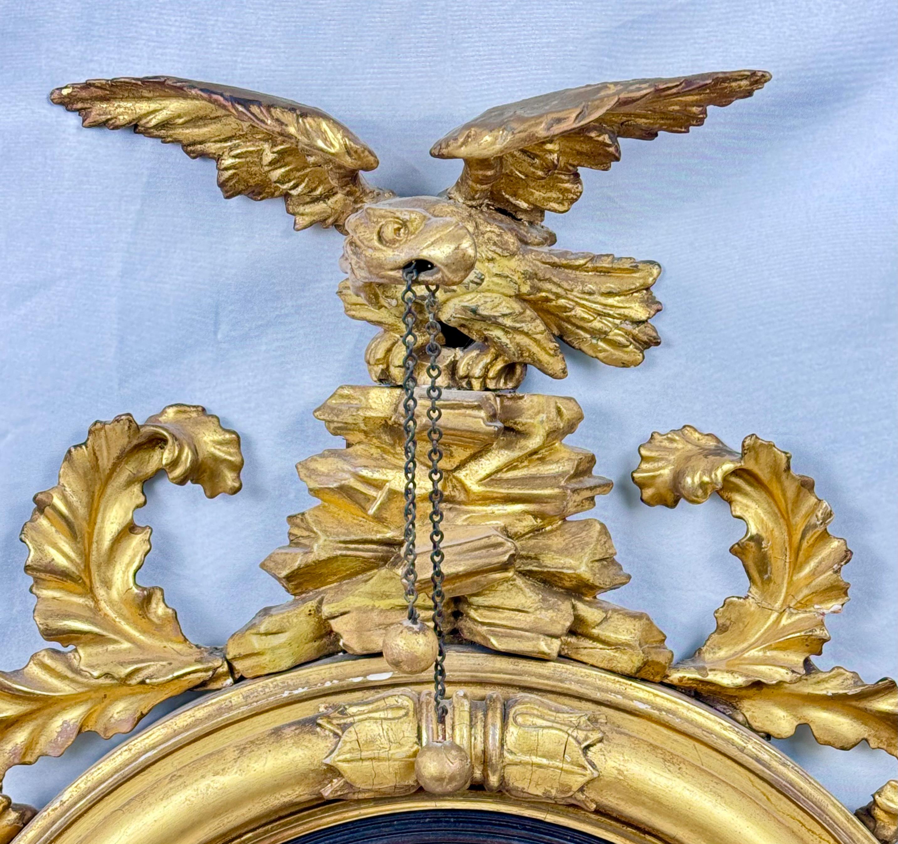 Konvexer Spiegel aus georgischem Giltwood mit Adler im Angebot 4