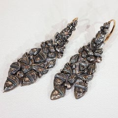 Georgian Girandole Diamond Earrings Acorn Motif