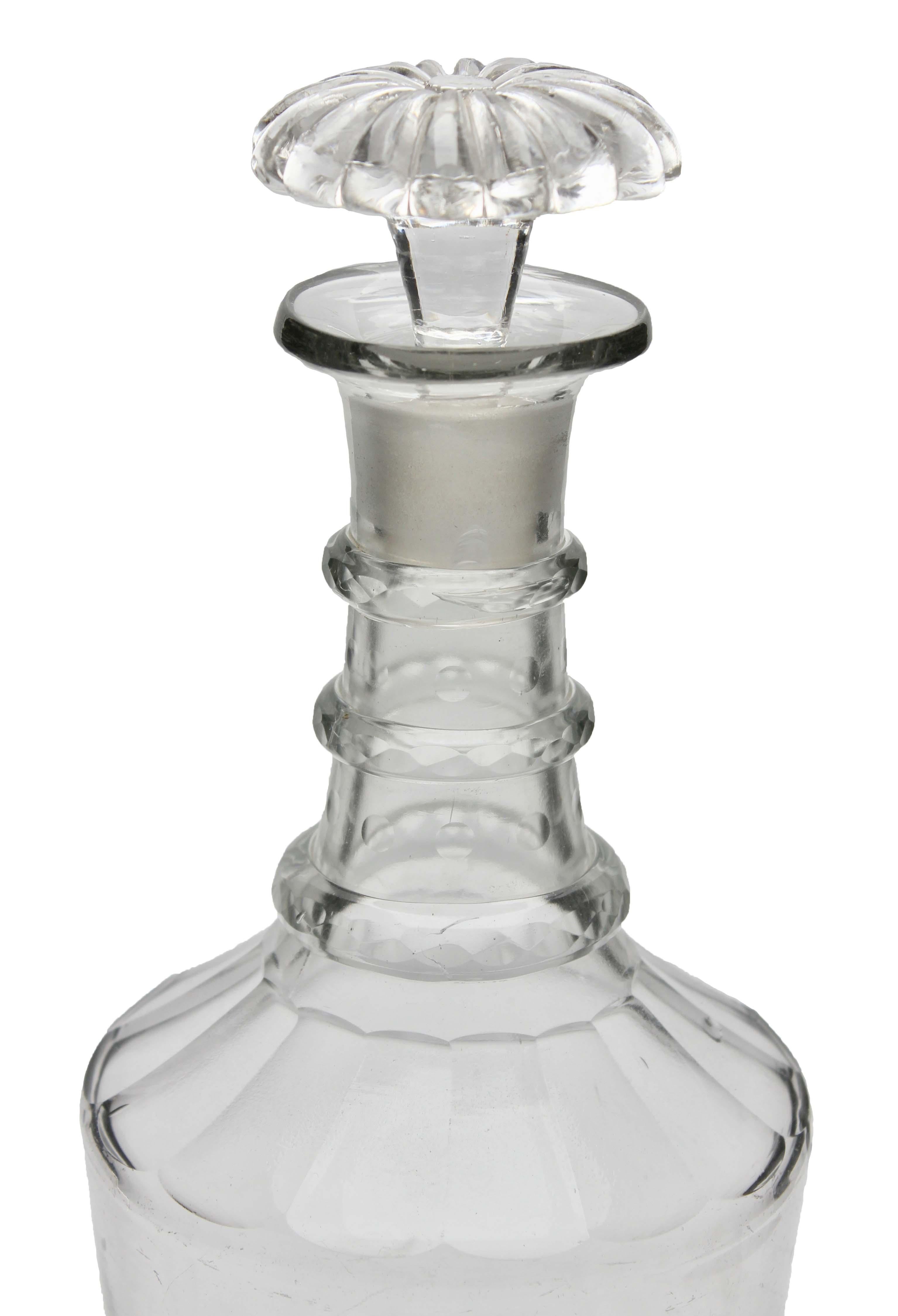Georgian glass decanter, two neck rings, with gold decoration, 1840s
The piece is in excellent condition and a real beauty!
Attributed to Baccarat
There was a lot of craftsmanship and time necessary to make these