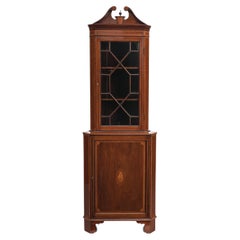 Georgian glass fronted Corner Cabinet England around 1800 Mahogany