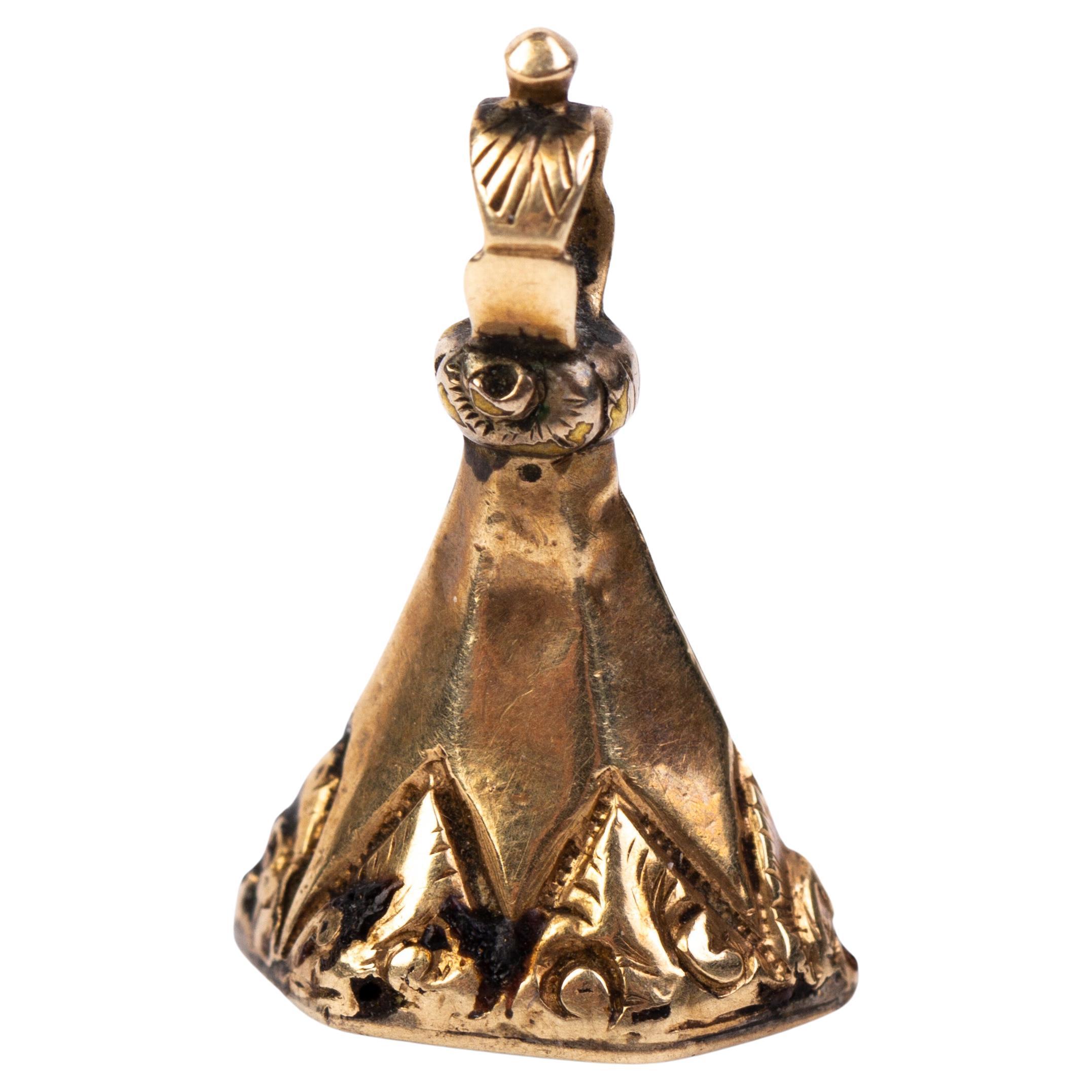 Georgianischer Gold-Achat-Intaglio-Siegel-Anhänger mit Kuppel