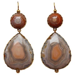 Georgian Gold and Agate Drop Earrings