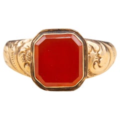 Georgian Gold and Carnelian Signet Ring Large 19th Century Antique Seal Ring 