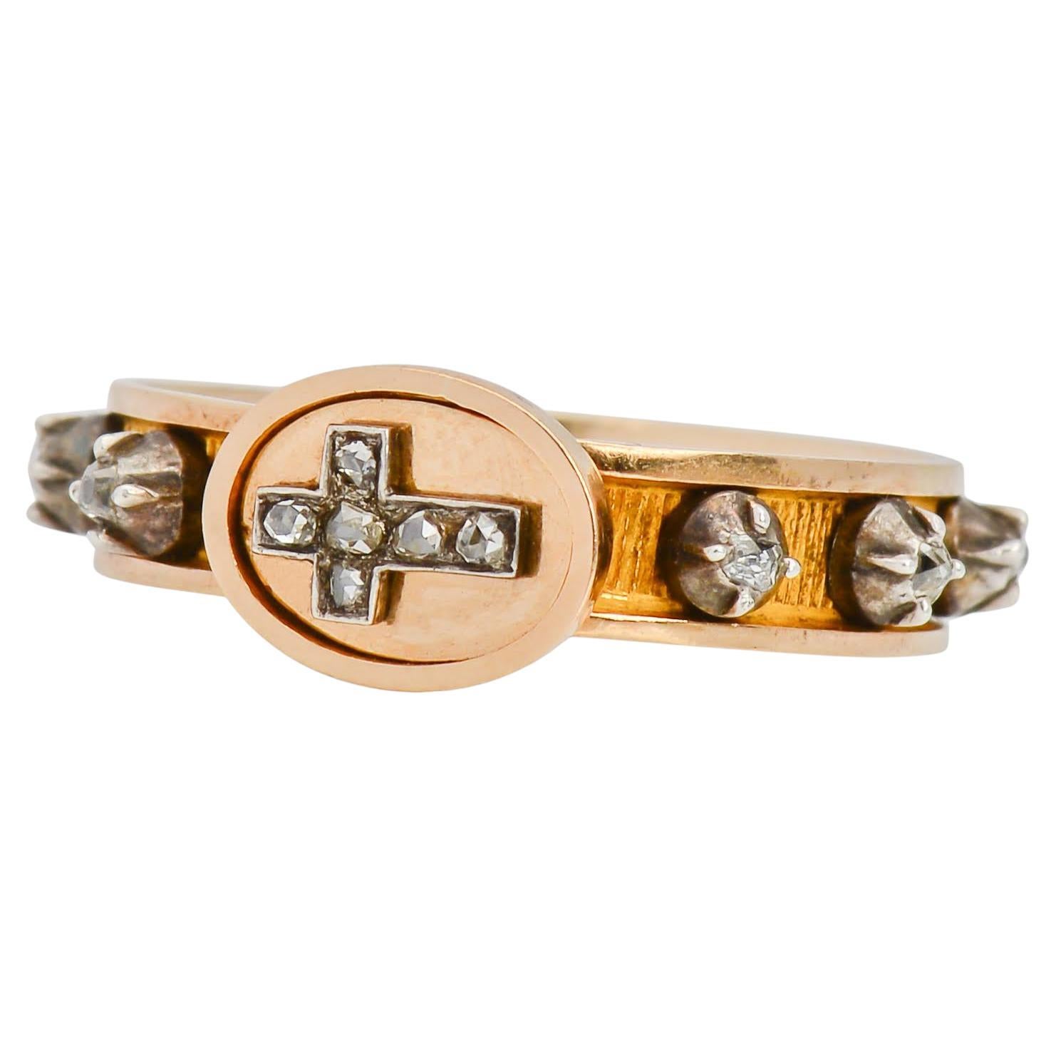 Georgian Gold and Diamond Rosary Station Ring