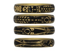 Georgian Gold and Enamel Memorial Skeleton Ring, circa 1731