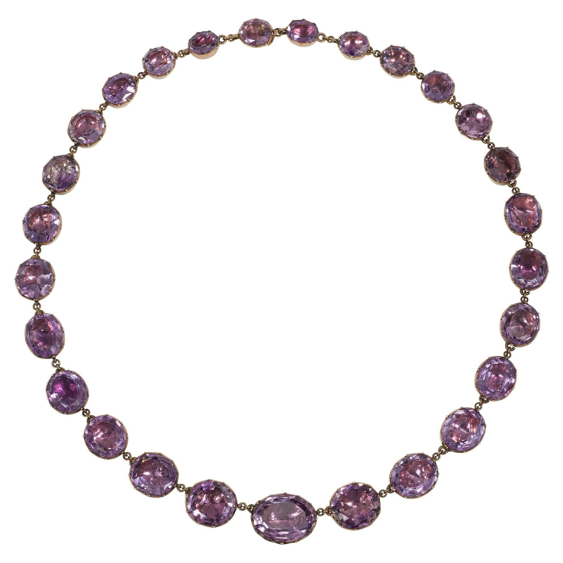 Antique Amethyst Gold Rivière Necklace For Sale at 1stDibs vintage