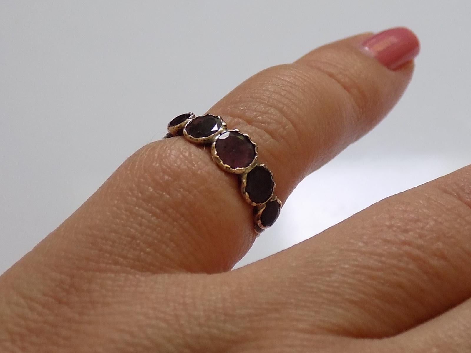 Georgian Gold and Garnet Half Eternity Ring 1