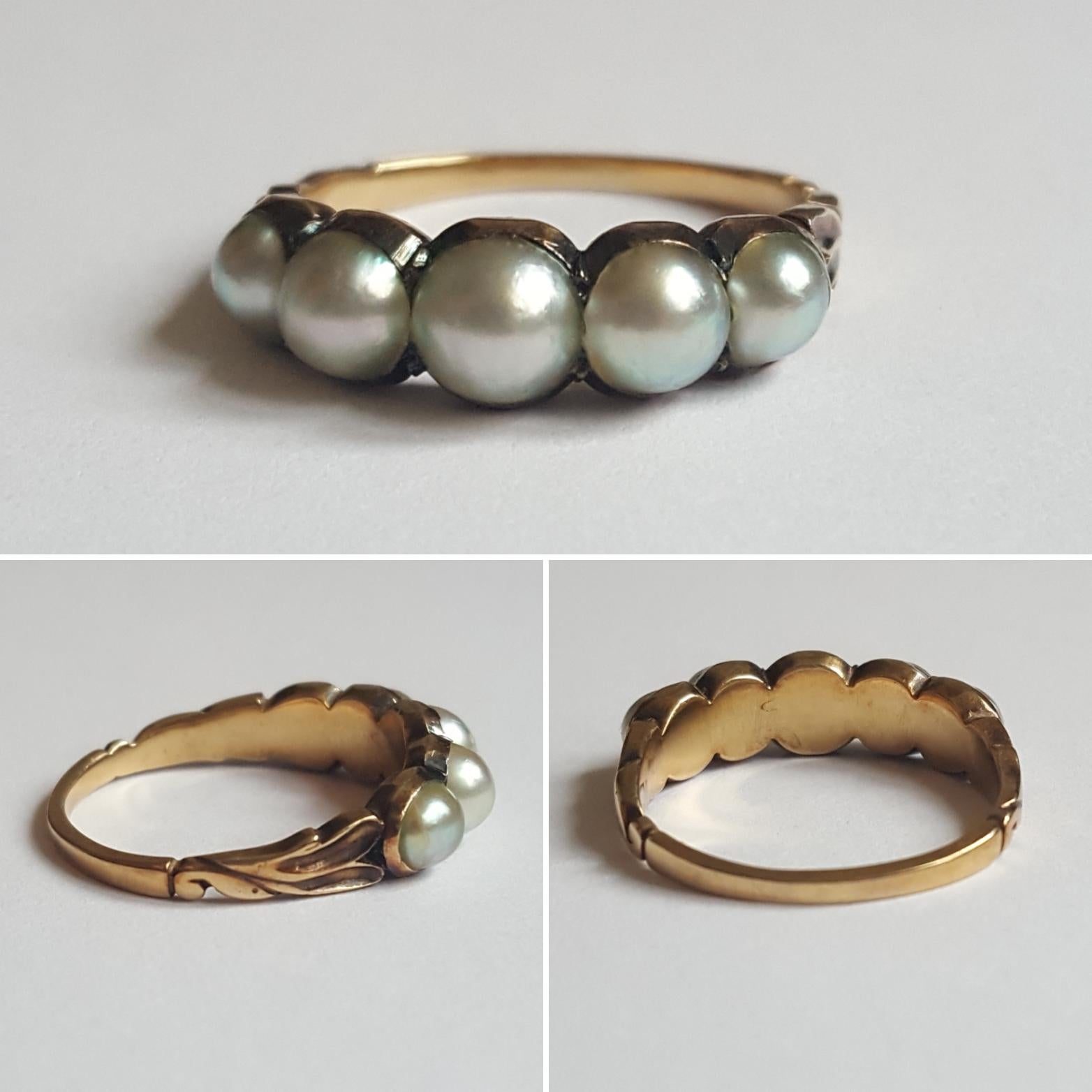 Georgian Gold and Split Pearl Ring 1