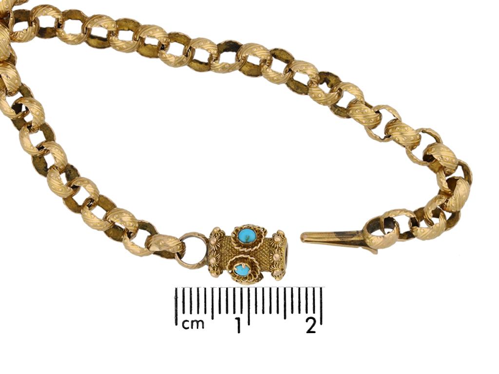 Georgian gold chain with turquoise set clasp, English, circa 1780. In Good Condition For Sale In London, GB
