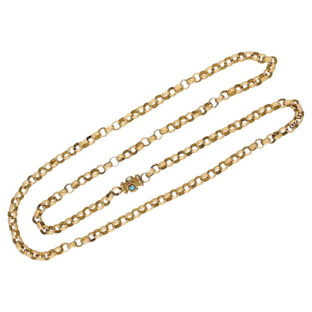 Georgian gold chain with turquoise set clasp, English, circa 1780.
