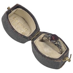 Georgian Gold Diamond and Garnet Ring in Original Box