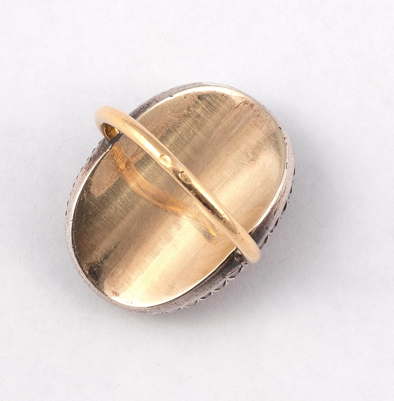Rose Cut 18th Century Georgian Gold Diamond Enamel Crown Ring