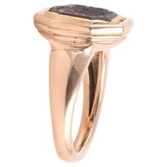 Georgian Gold Garnet Intaglio Family Crest Ring