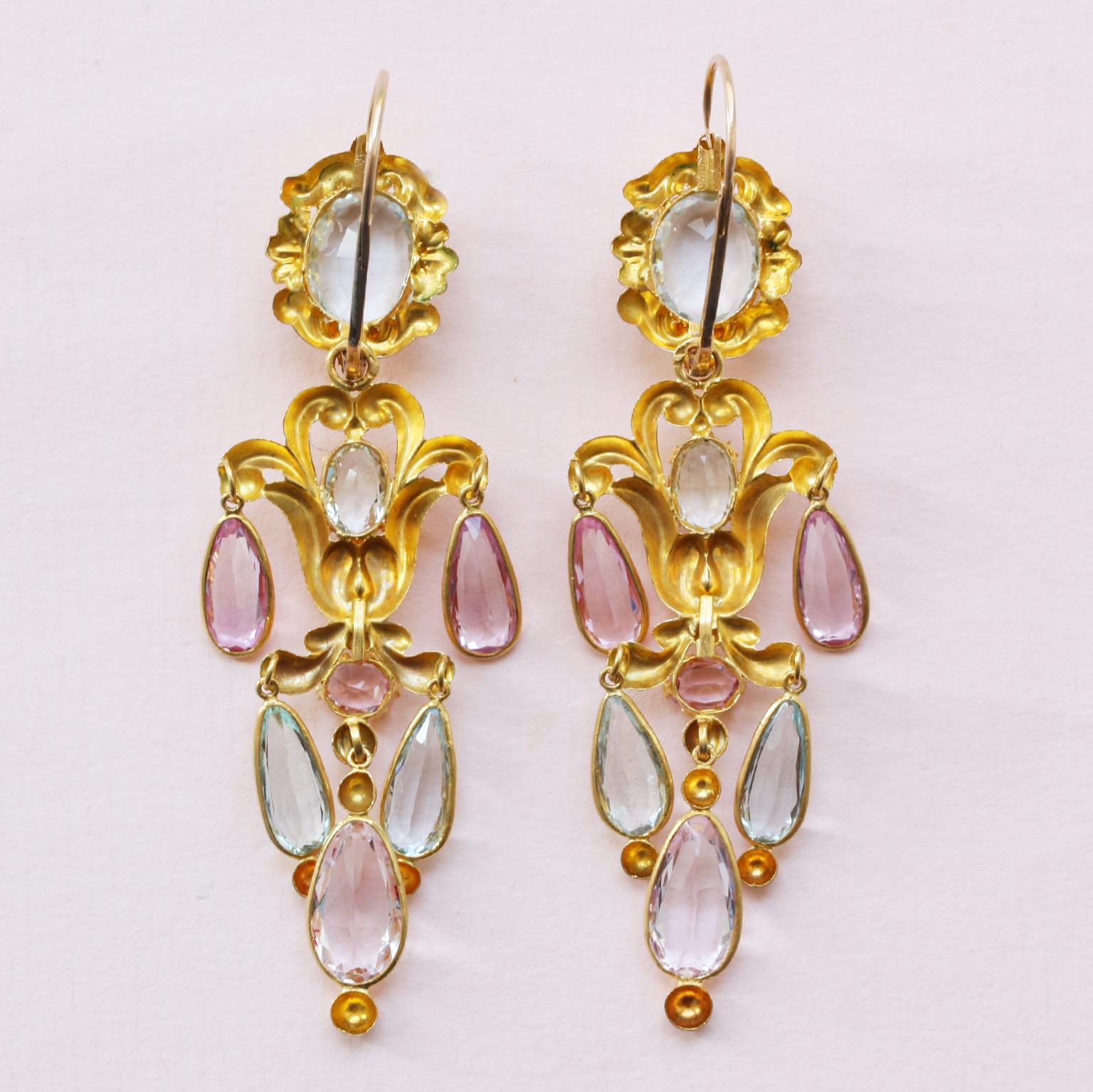 pink gold aquamarine earrings