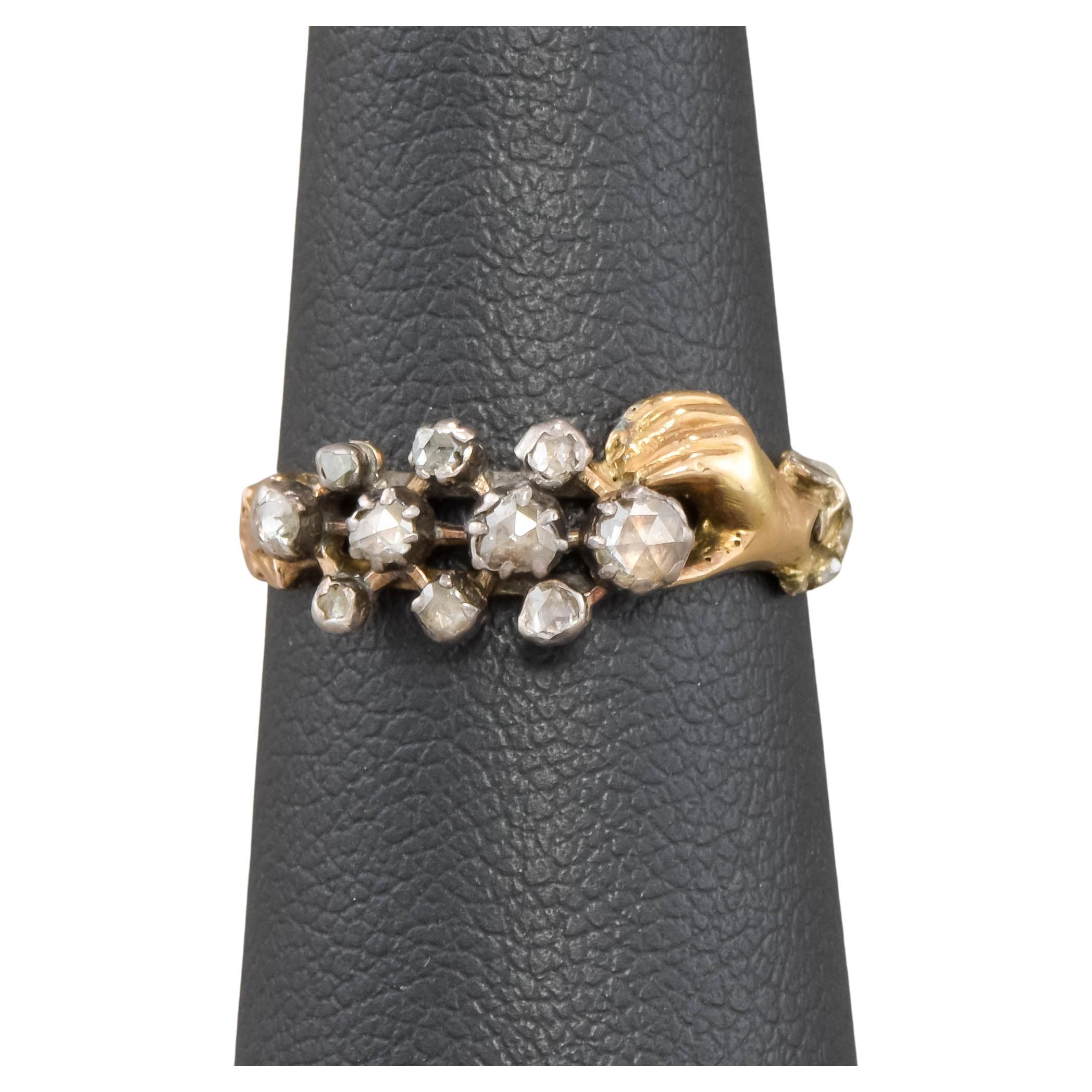 Georgian Gold Hand Ring with Rose Cut Diamonds