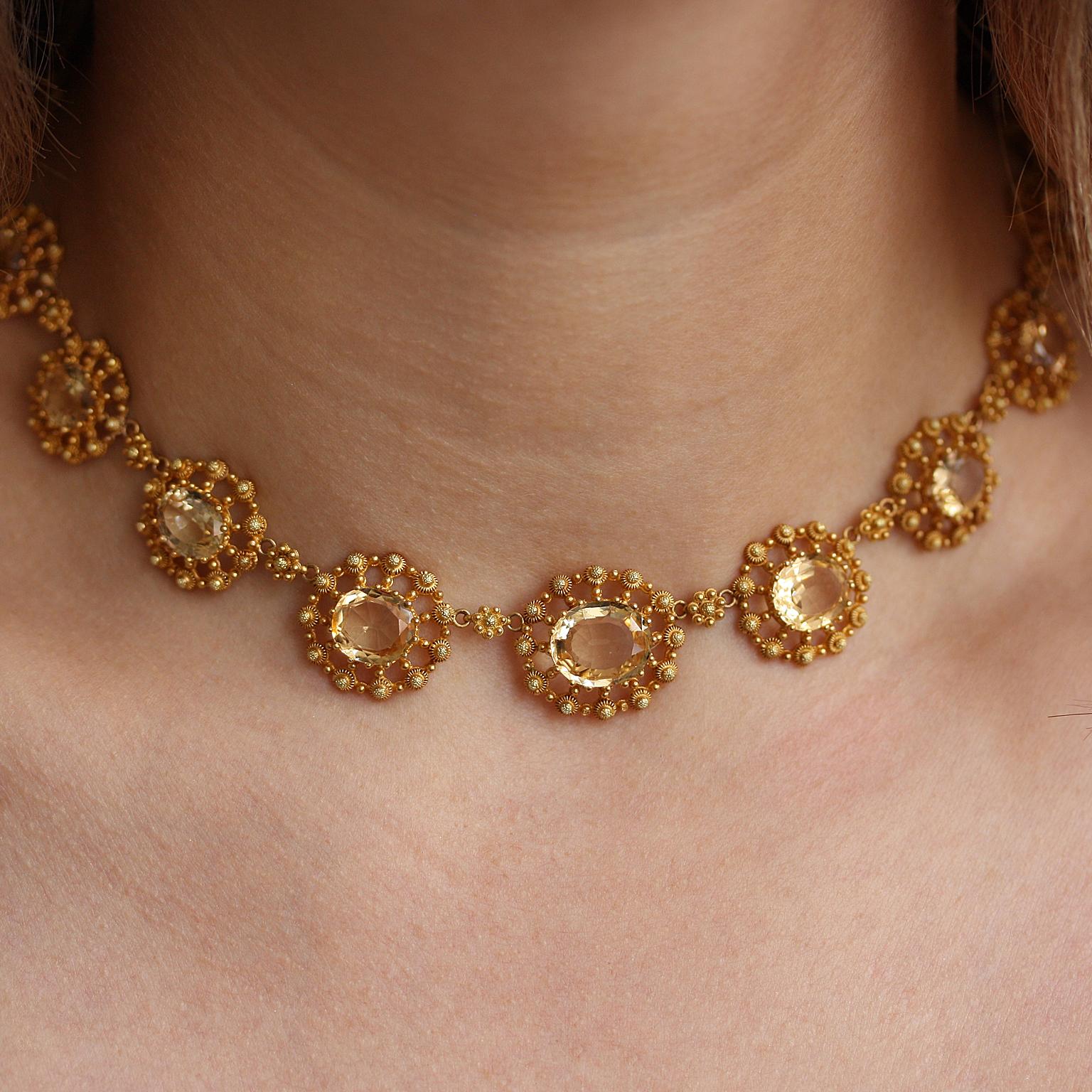 Victorian Georgian Gold Necklace with Topaz