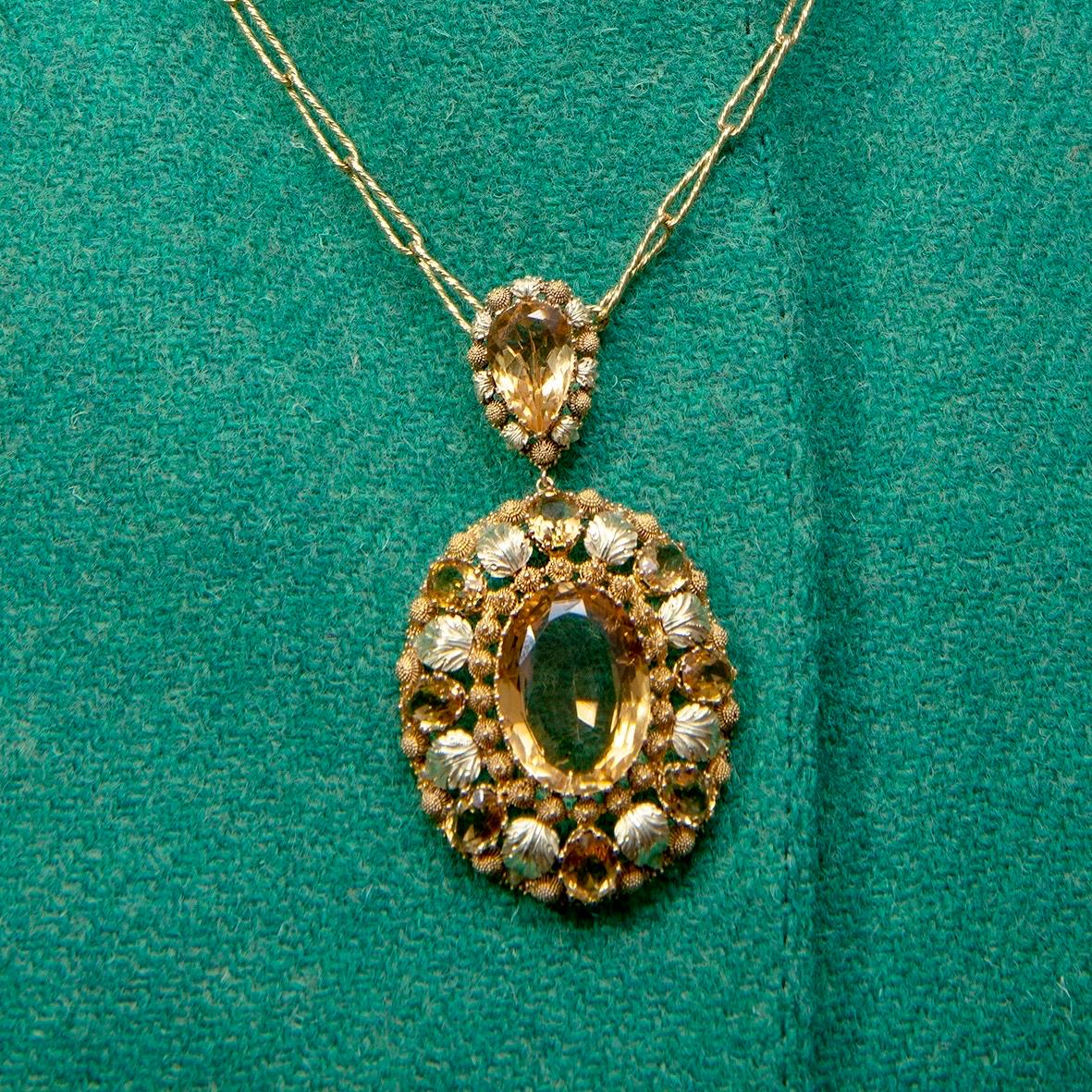 Oval Cut Georgian Gold Pendant with Citrine