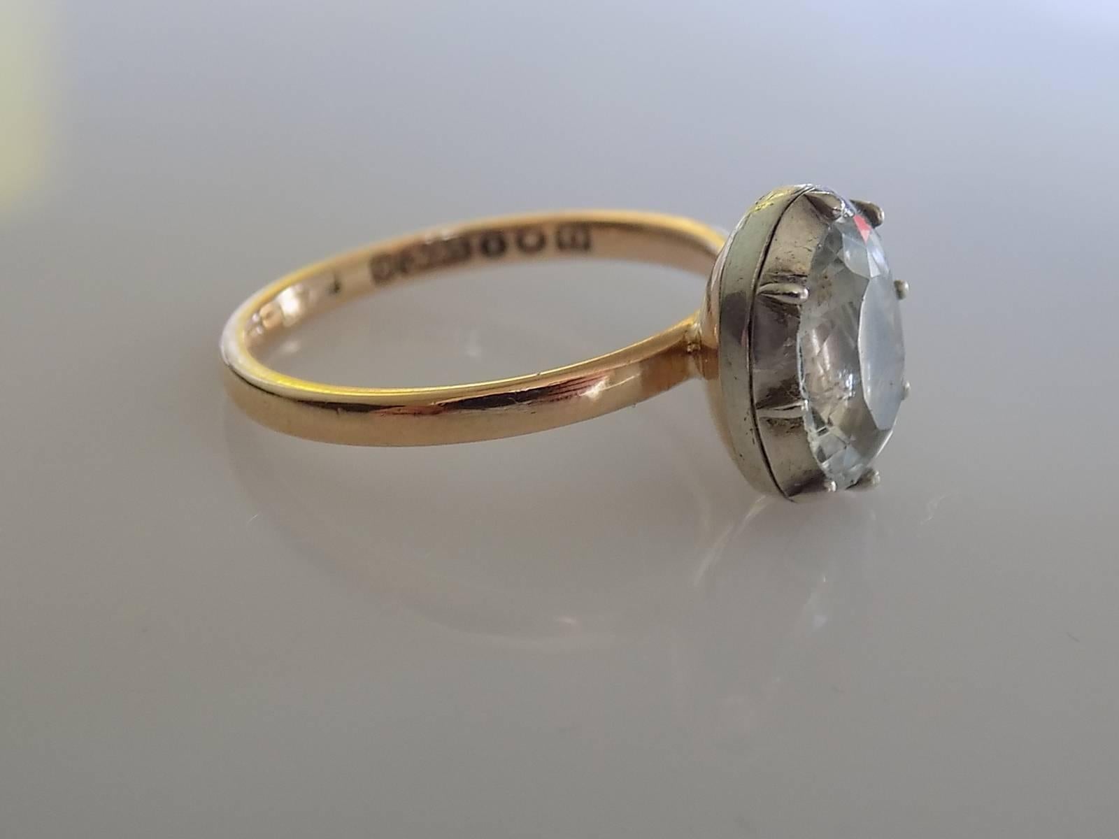 A Stunning Antique Georgian c.1800 Rock Crystal solitaire ring. Rock Crystal in a Silver topped Gold setting on a later 9 carat Gold Shank. English origin.
Size Q UK, 8.5 US can be sized.
Height of the face 12mm, Width 10mm.
Weight 3.6gr.
Full