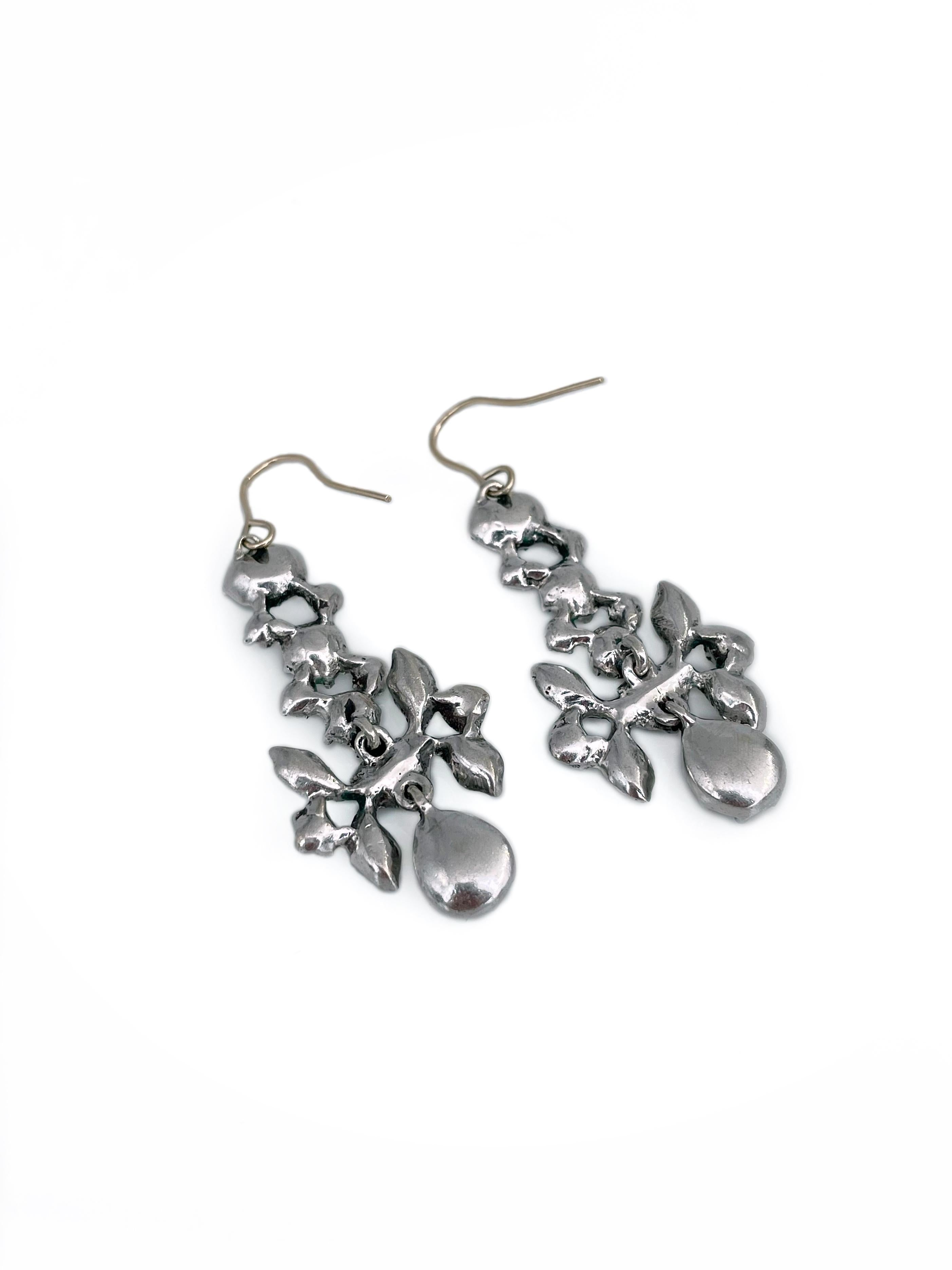 Georgian Gold Silver Clear Paste Drop Dangle Earrings 1