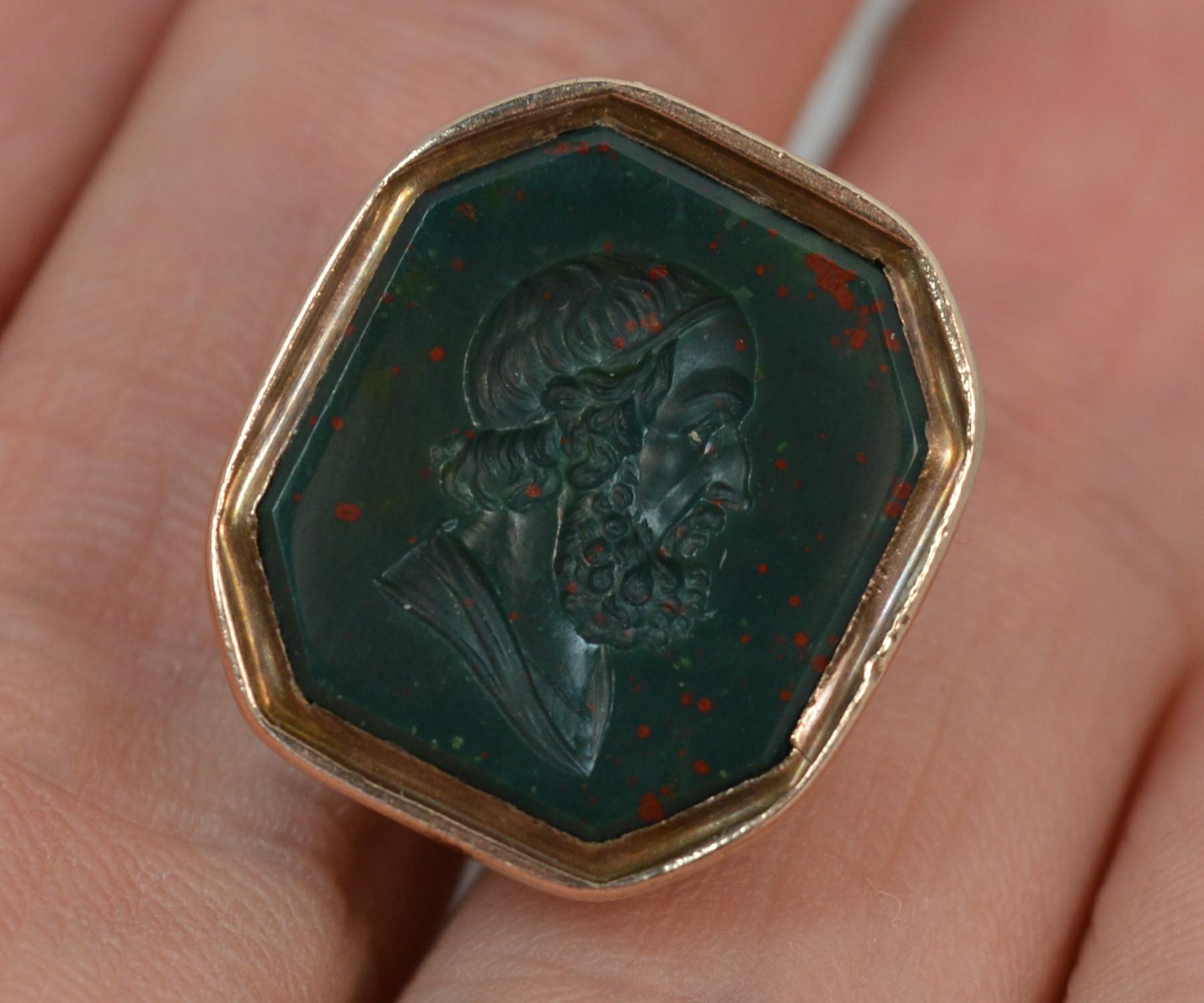 Georgian Gold Socrates Bloodstone Intaglio Seal Pendant Fob 5