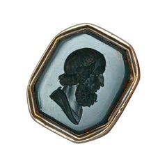 Georgian Gold Socrates Bloodstone Intaglio Seal Pendant Fob