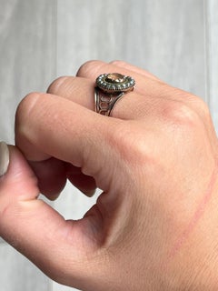 Georgian Golden Topaz, Pearl and 9 Carat Gold Ring