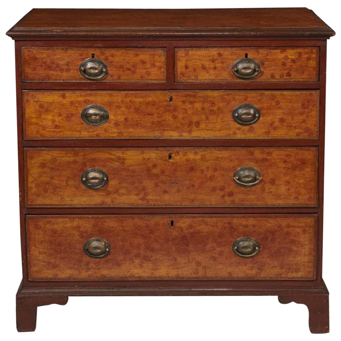 Georgian Grain Painted Chest of Drawers For Sale