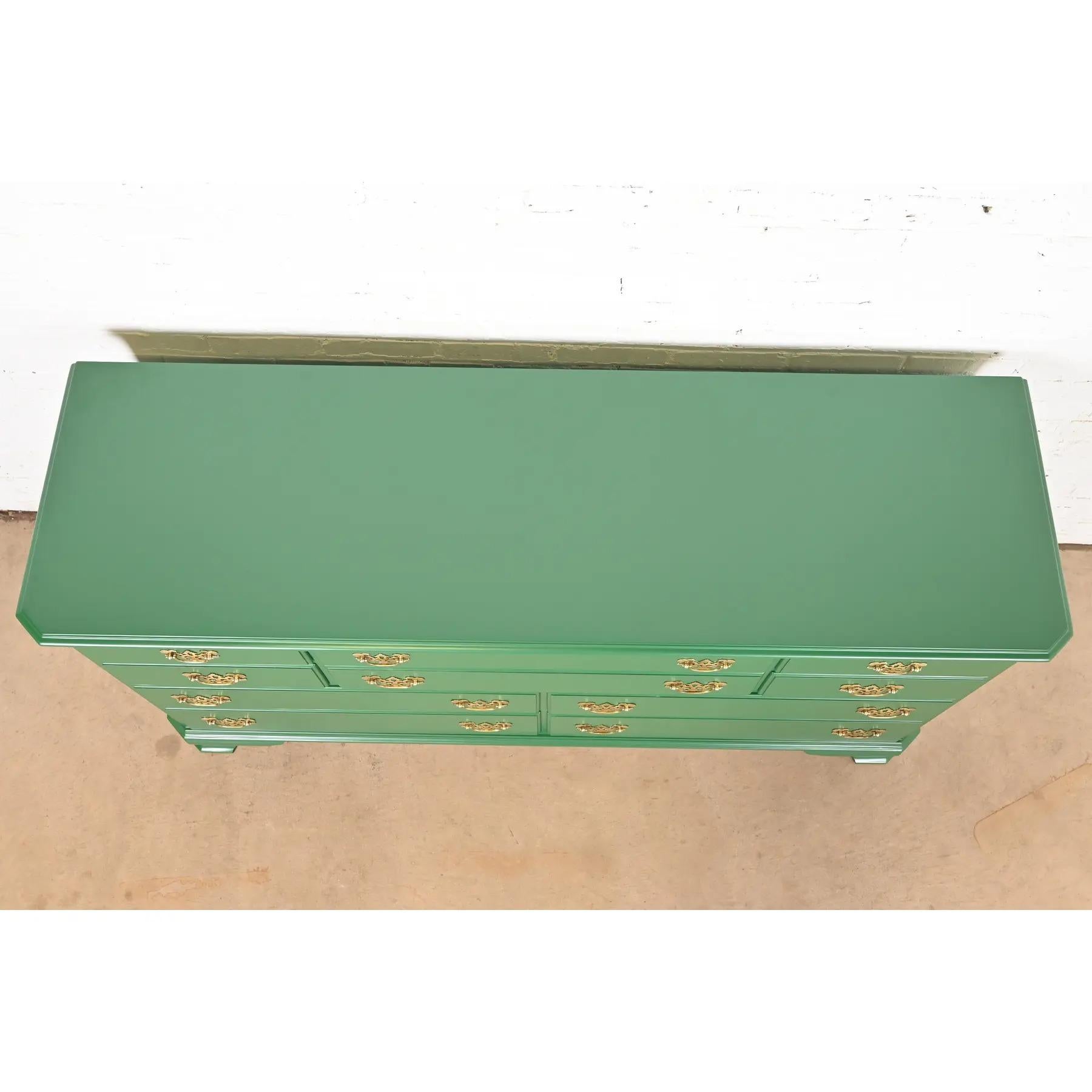 Georgian Green Lacquered Dresser or Credenza, Newly Refinished For Sale 5