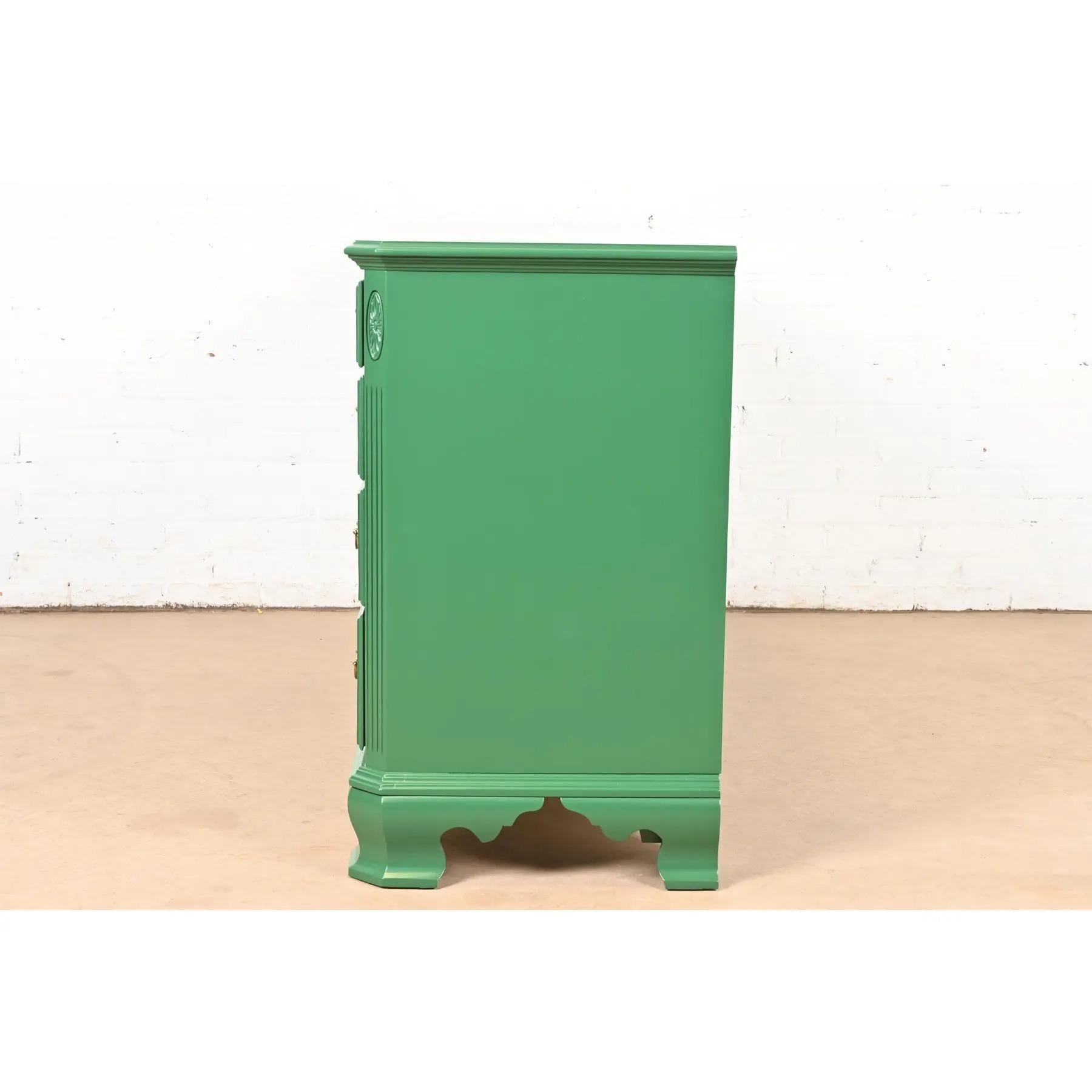Georgian Green Lacquered Dresser or Credenza, Newly Refinished For Sale 6