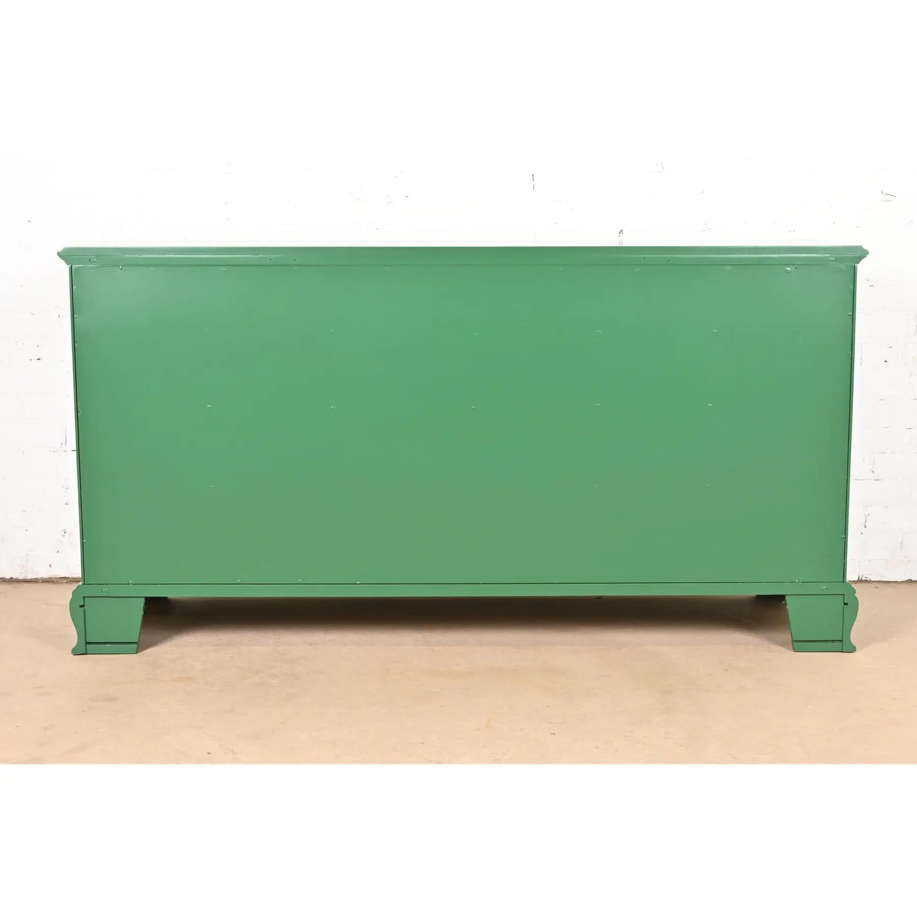 Georgian Green Lacquered Dresser or Credenza, Newly Refinished For Sale 7