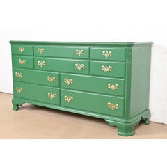 Georgian Green Lacquered Dresser or Credenza, Newly Refinished