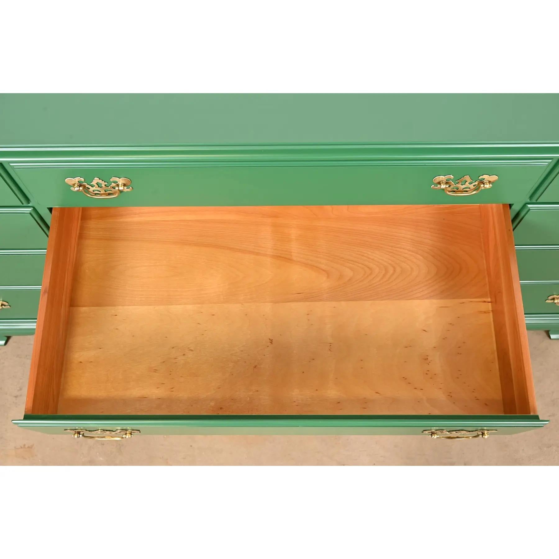 Georgian Green Lacquered Dresser or Credenza, Newly Refinished For Sale 1