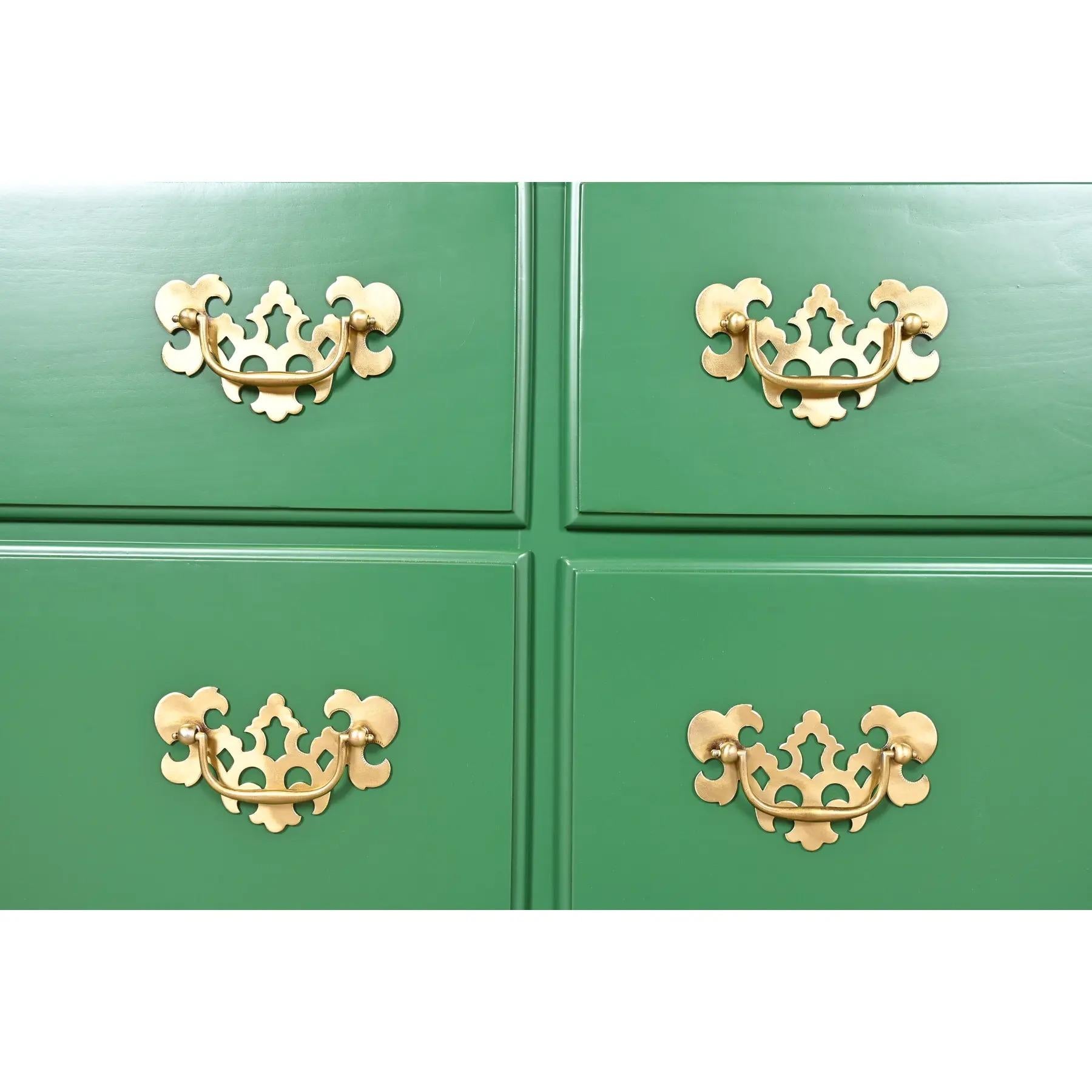 Georgian Green Lacquered Dresser or Credenza, Newly Refinished For Sale 2