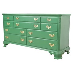 Georgian Green Lacquered Dresser or Credenza, Newly Refinished