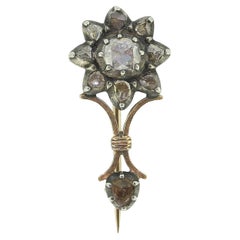 Georgian Halley's Comet Rose Cut Diamond Brooch