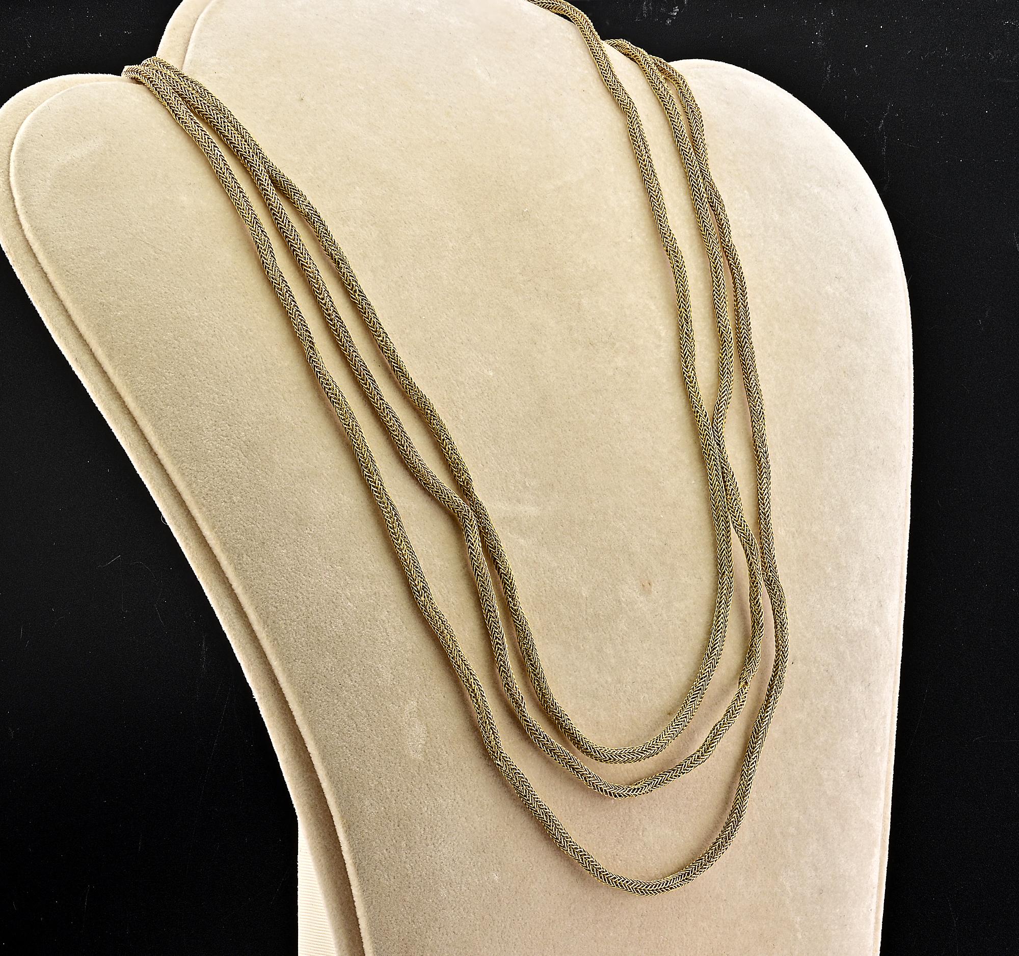 Georgisch Handgestrickt  67,7 Zoll  KT 9 Gelbgold-Halskette  für Damen oder Herren im Angebot