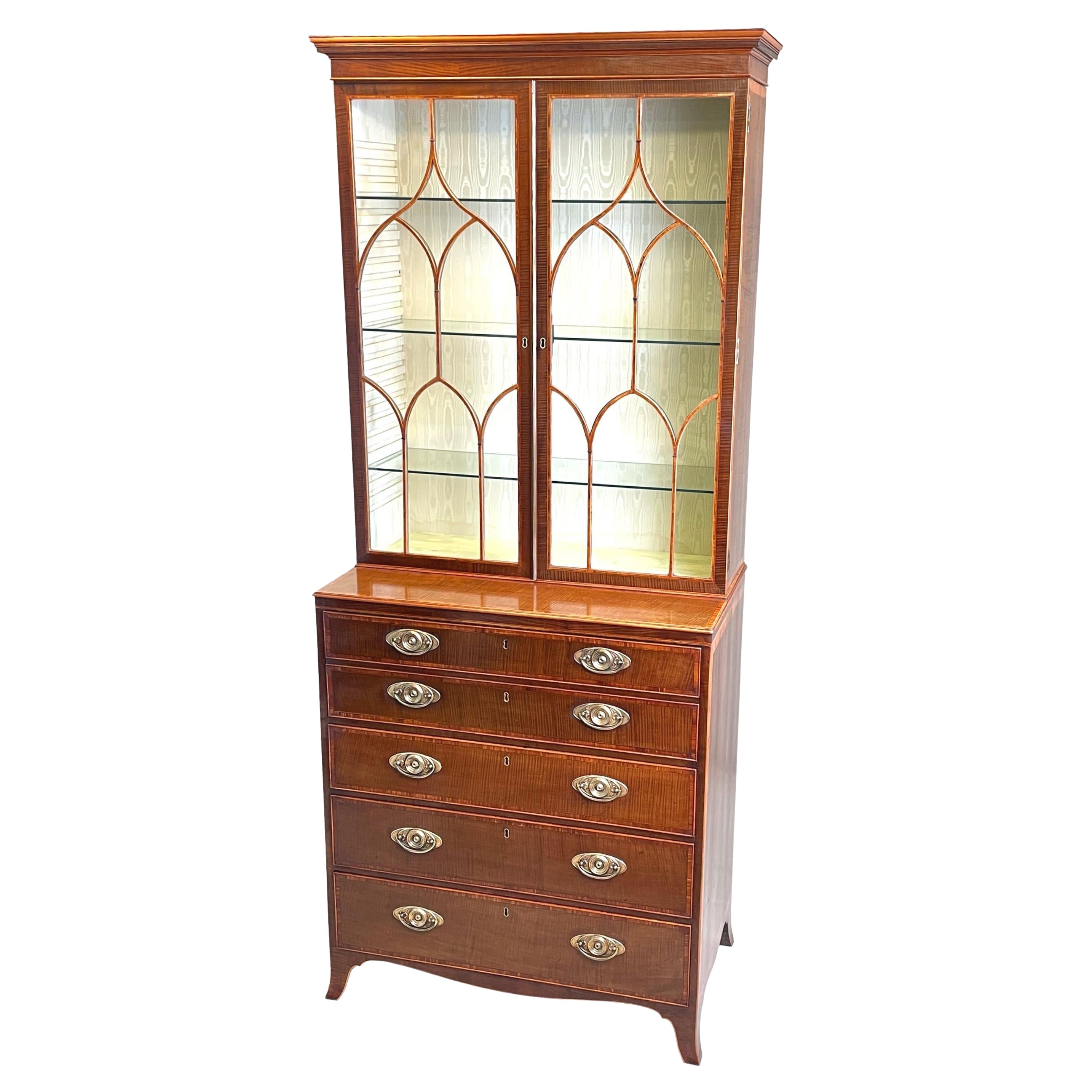 Georgian Harewood Secretaire Library Bookcase