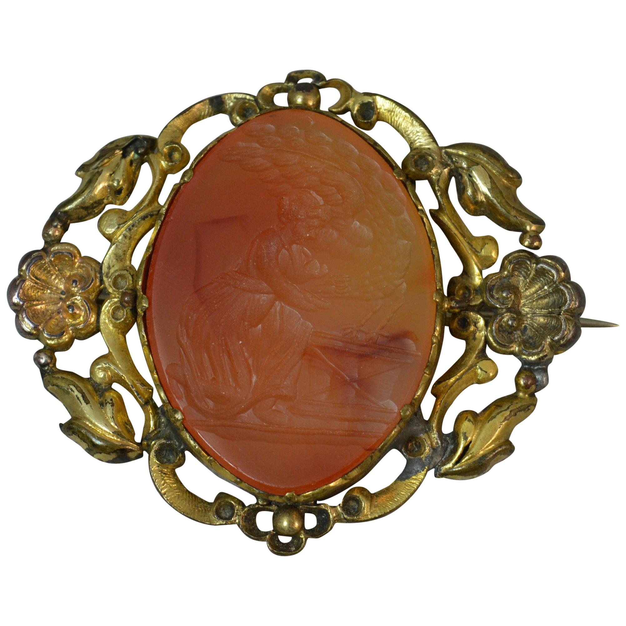 Antique Carnelian Intaglio Family Crest Seal Brooch, 19th Century For ...