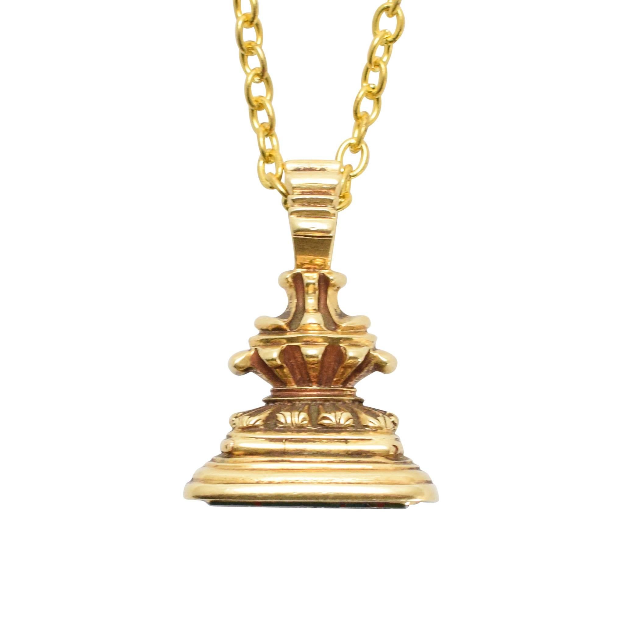 Georgian Heraldic Bloodstone Locket Seal Fob Pendant